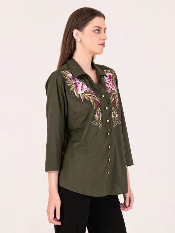 Albion Women D.Olive Smart Shirt