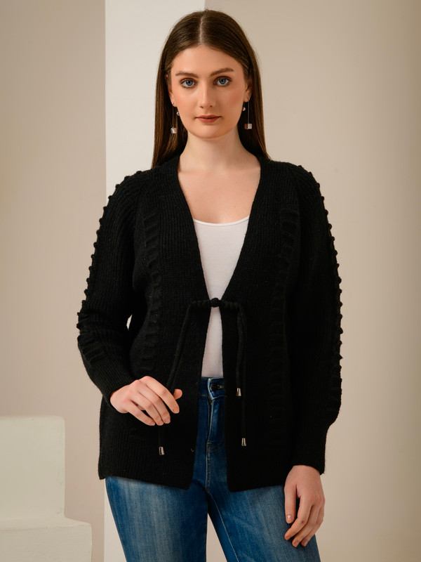 ALBION SMART BLACK LADIES WINTER TOP (WOOLEN)