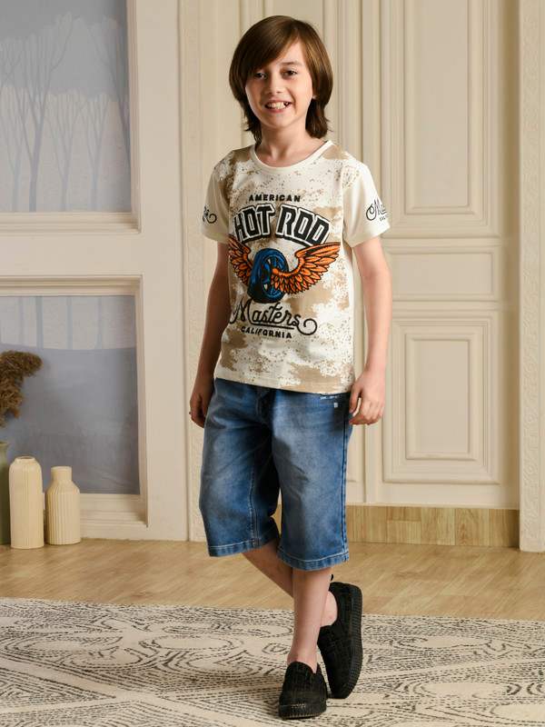 ALBION PREMIUM BOYS NAPOLEON CREAM T-SHIRT