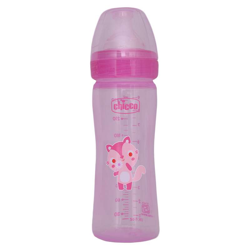CHICCO BABY BOTTLE WB PP BOTTLE 250ML COL PINK MED 2M