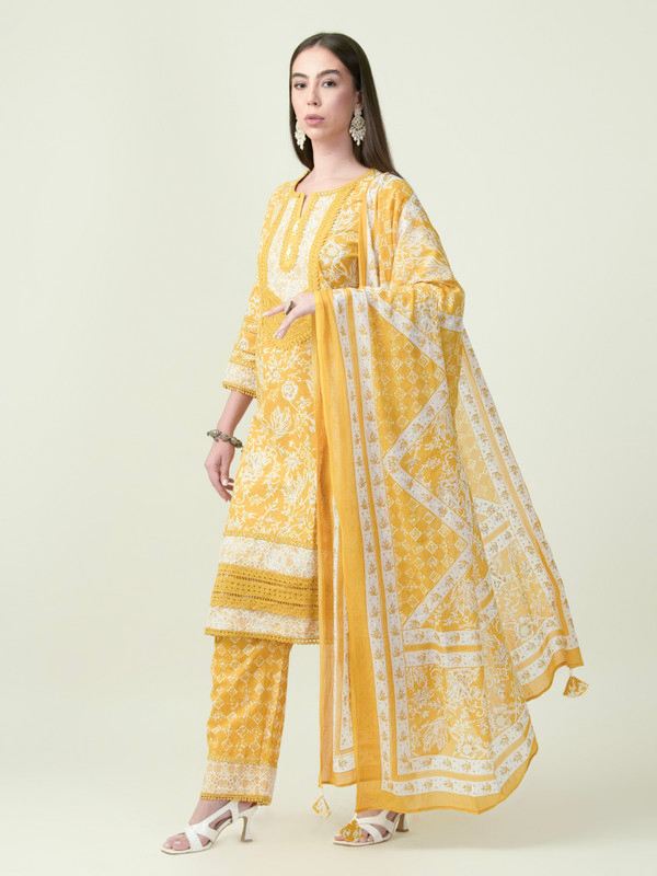Albion Premium Ladies Prettyone Ethnic Gold Kurti Set