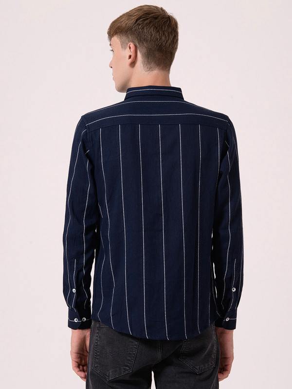 Albion Mens Navy Blue Casual Shirt