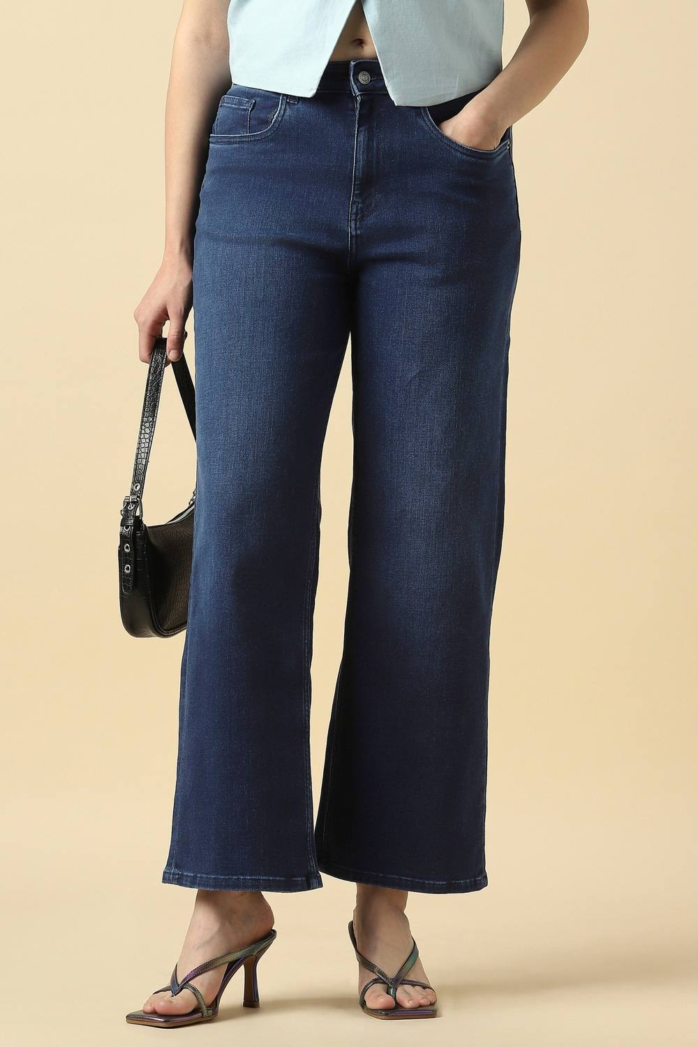 Women Navy Mid Wash Jeans