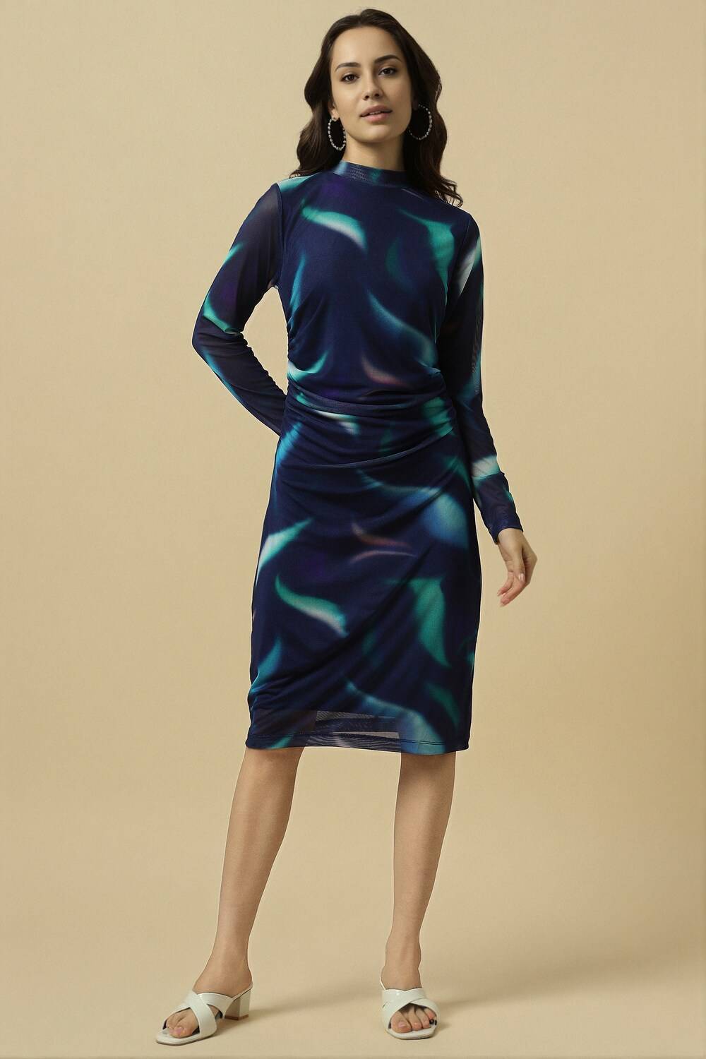 Women Navy Printed Casual Dress