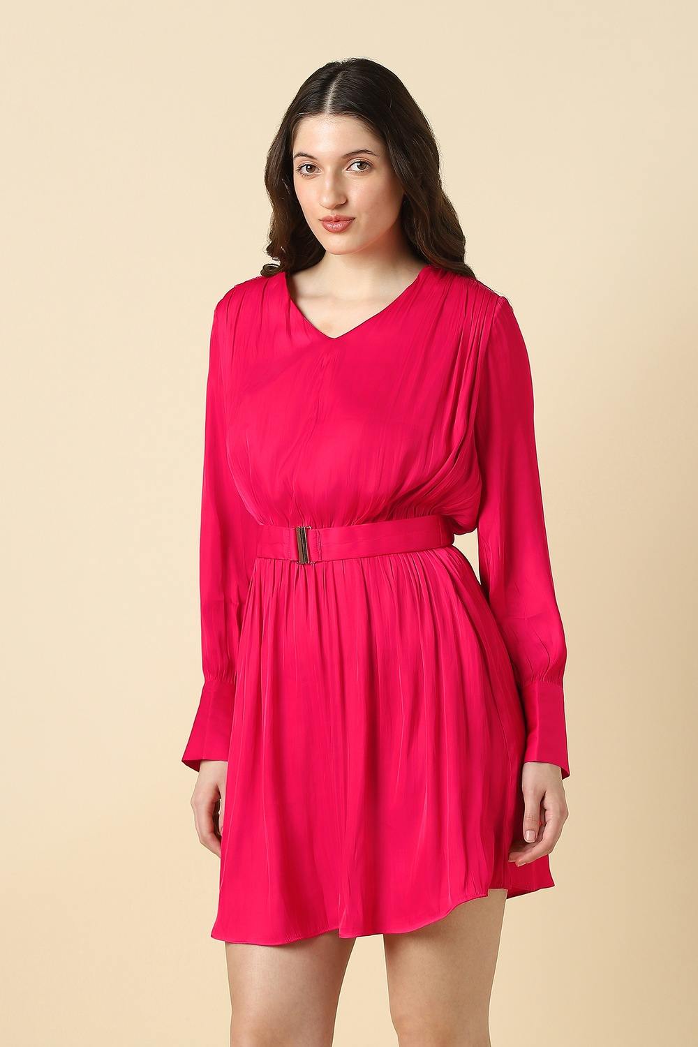 Women Pink Solid Party Dress