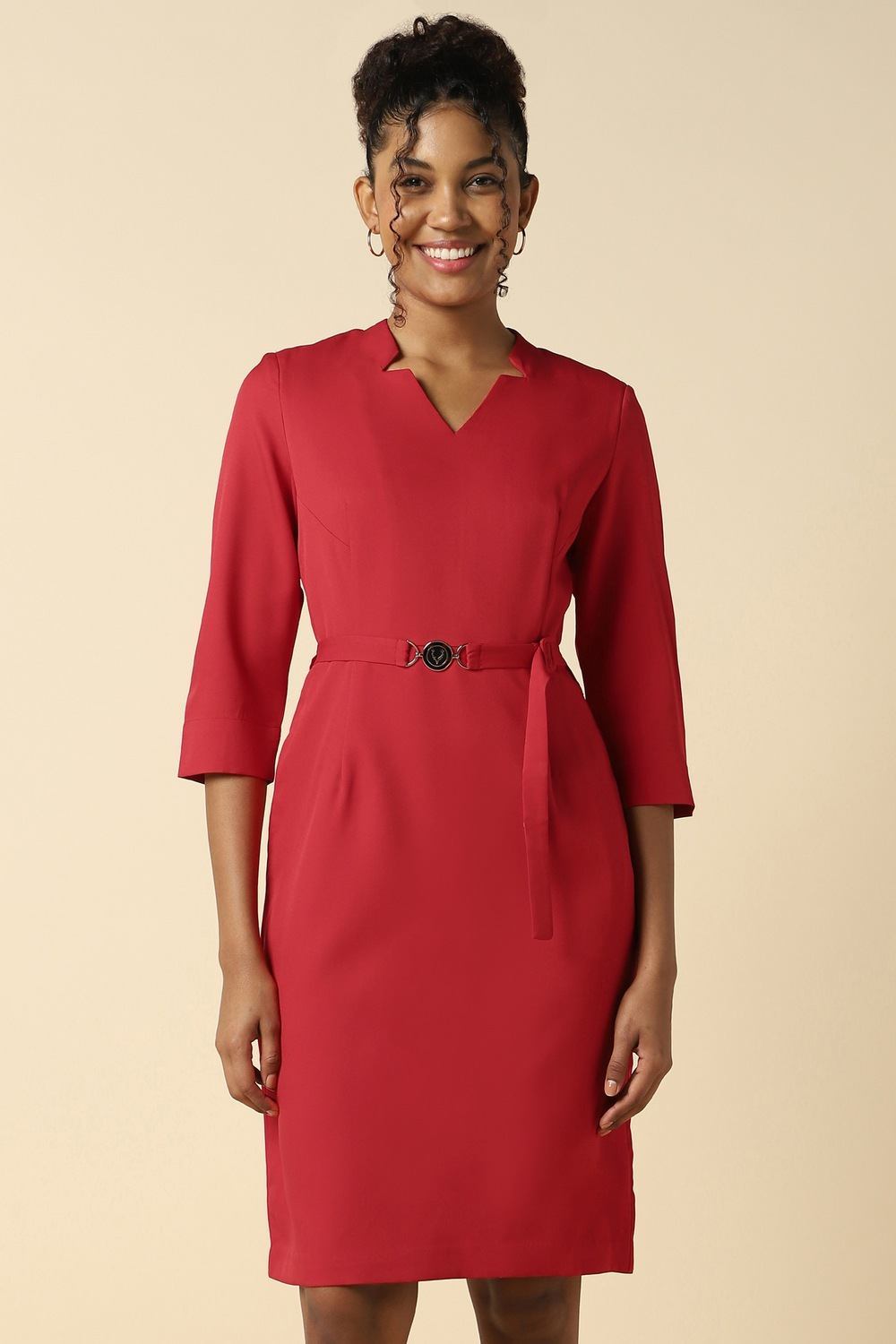 Women Red Solid Formal Dress