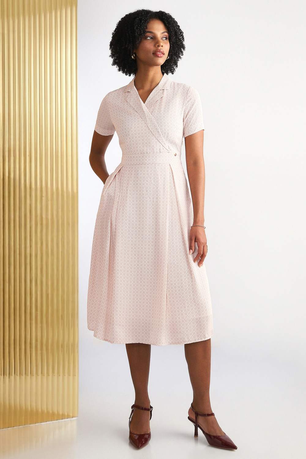 Women Pink Print Formal Dress