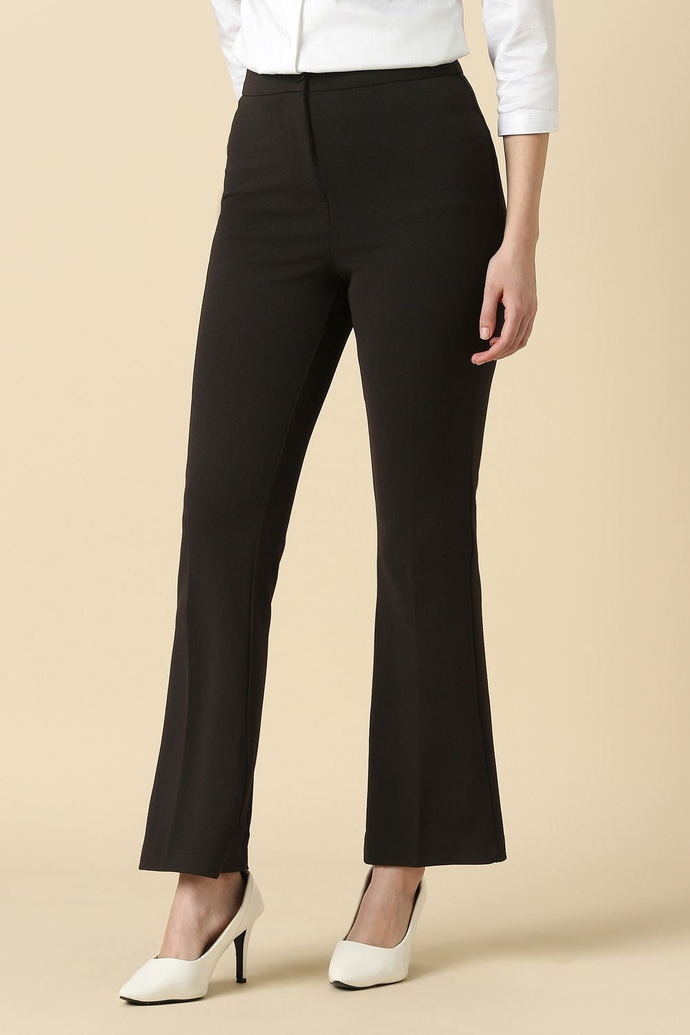 Women Brown Solid Formal Trousers