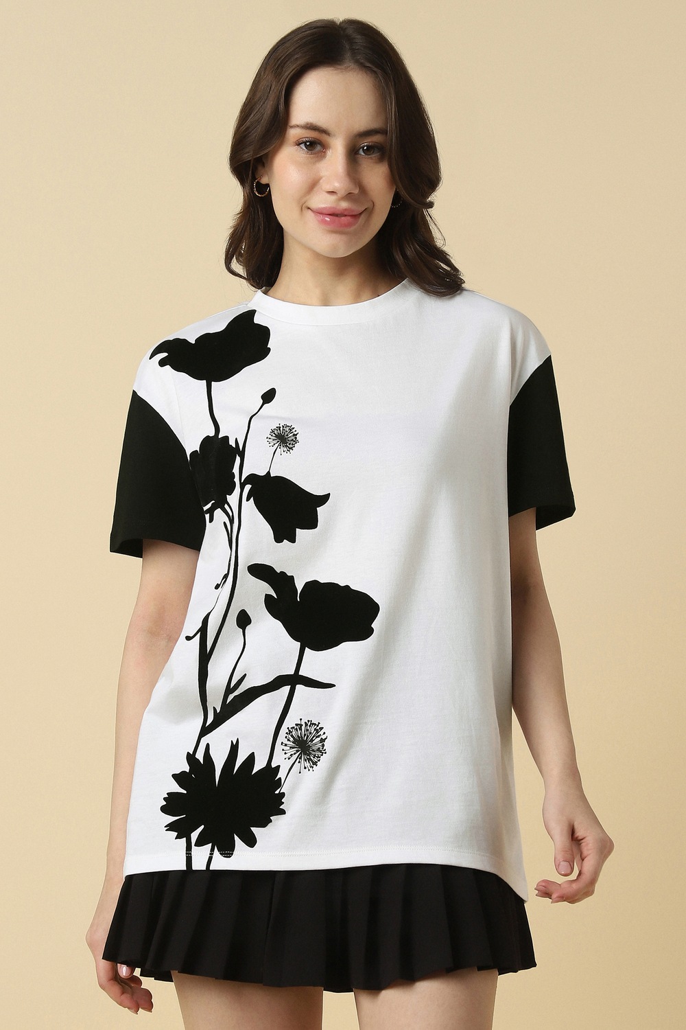 Women White Print Casual T-shirt