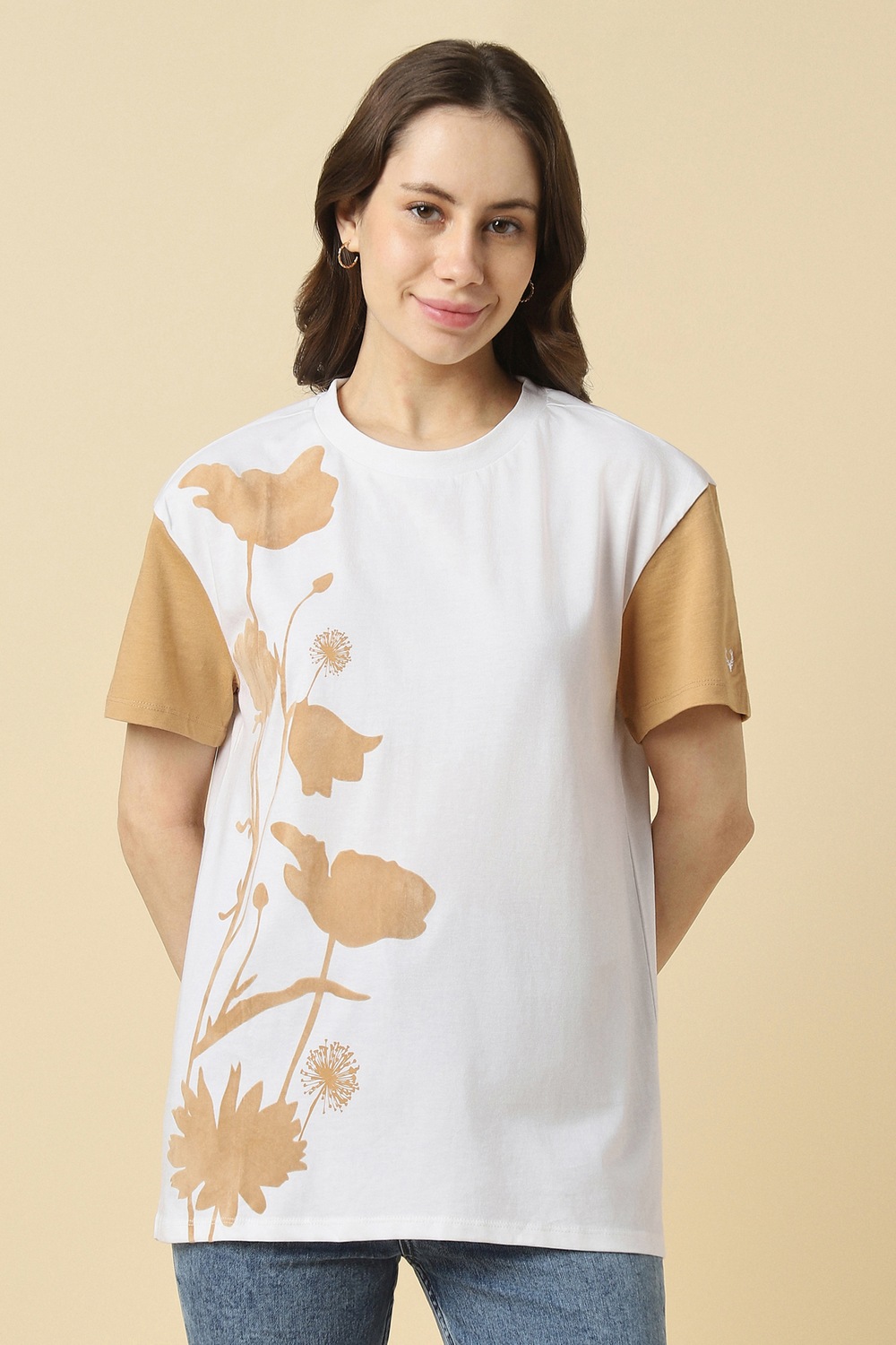 Women White Print Casual T-shirt