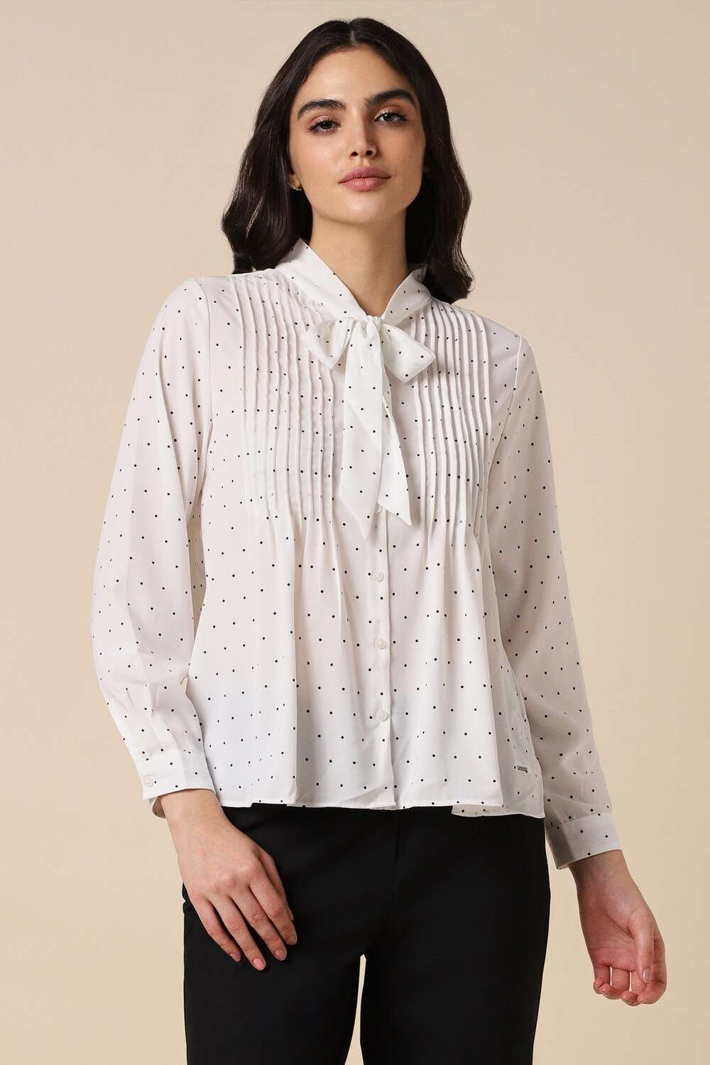 Women White Printed Long Sleeves Shirt