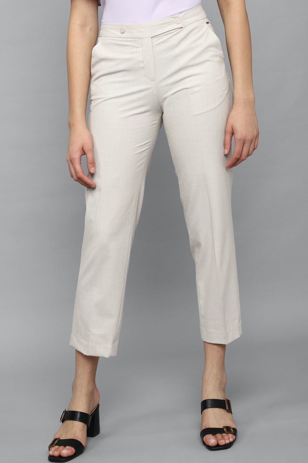 Women Grey Regular Fit Solid Casual Trousers