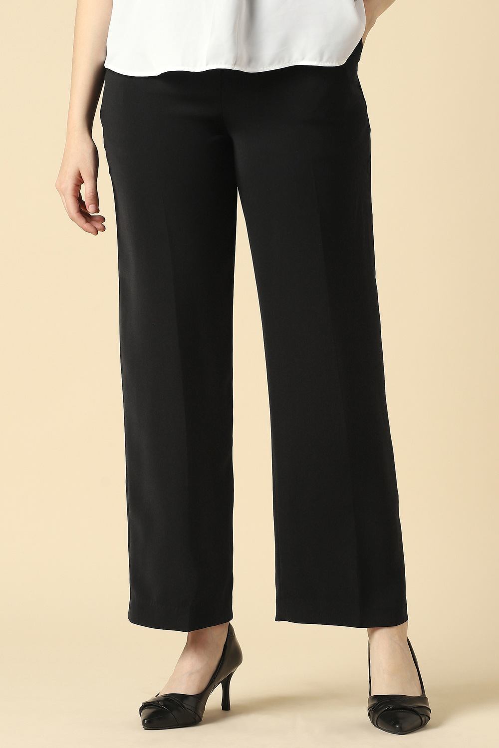 Women Black Solid Formal Trousers