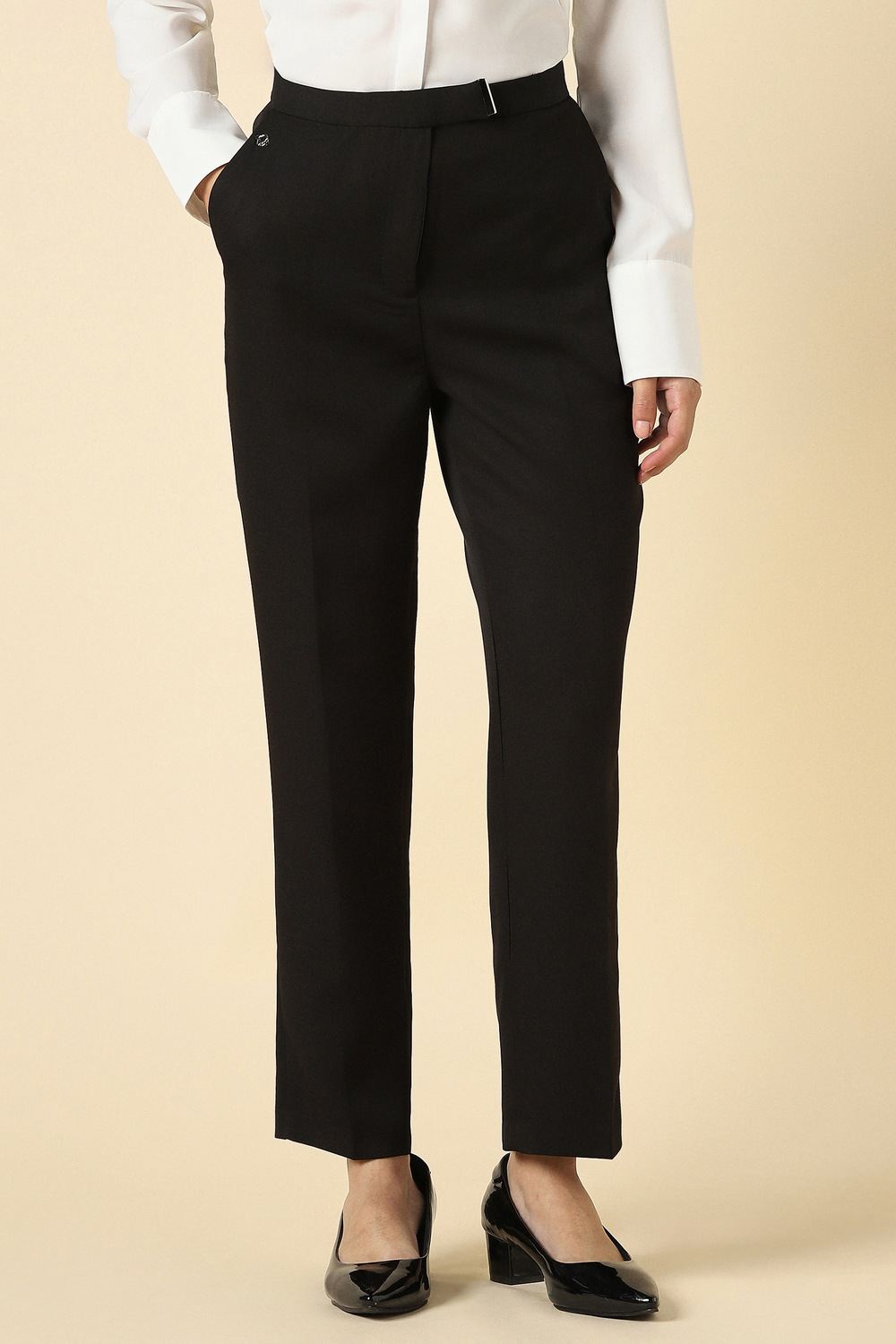 Women Black Solid Formal Trousers
