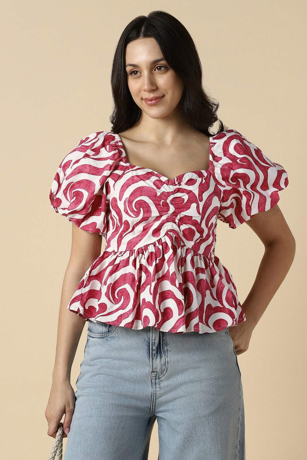 Women Pink Print Casual Top