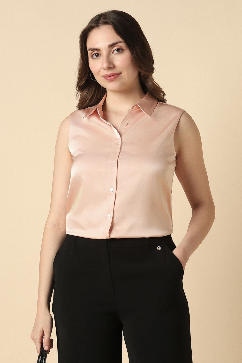 Women Pink Solid Formal Top