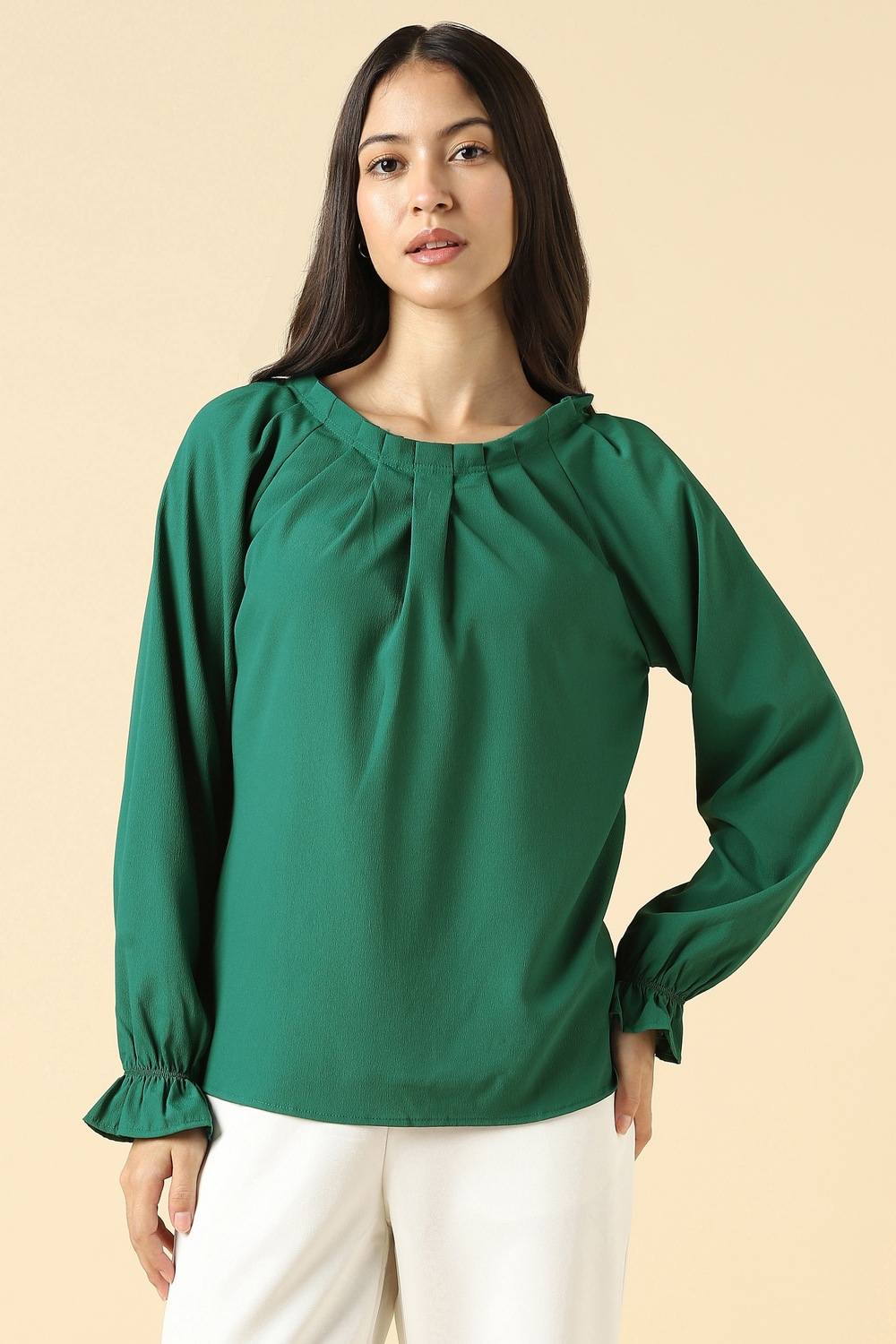 Women Green Textured Formal Top