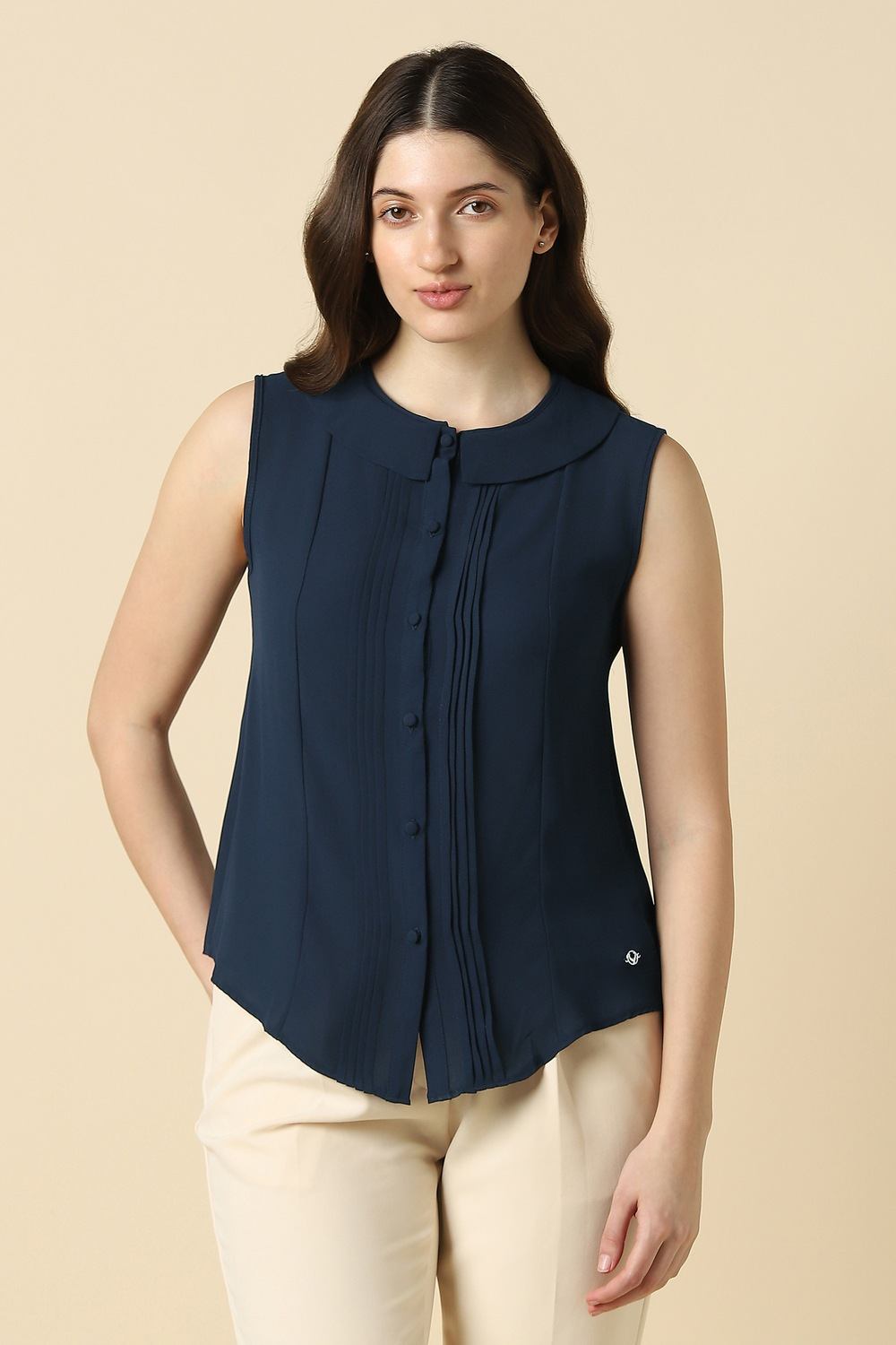 Women Navy Solid Formal Top