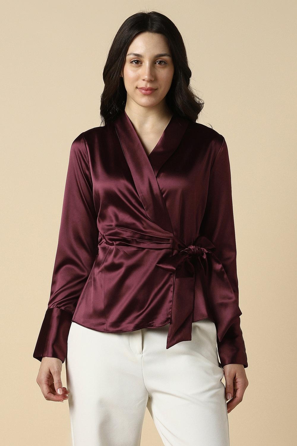 Women Maroon Solid Formal Top