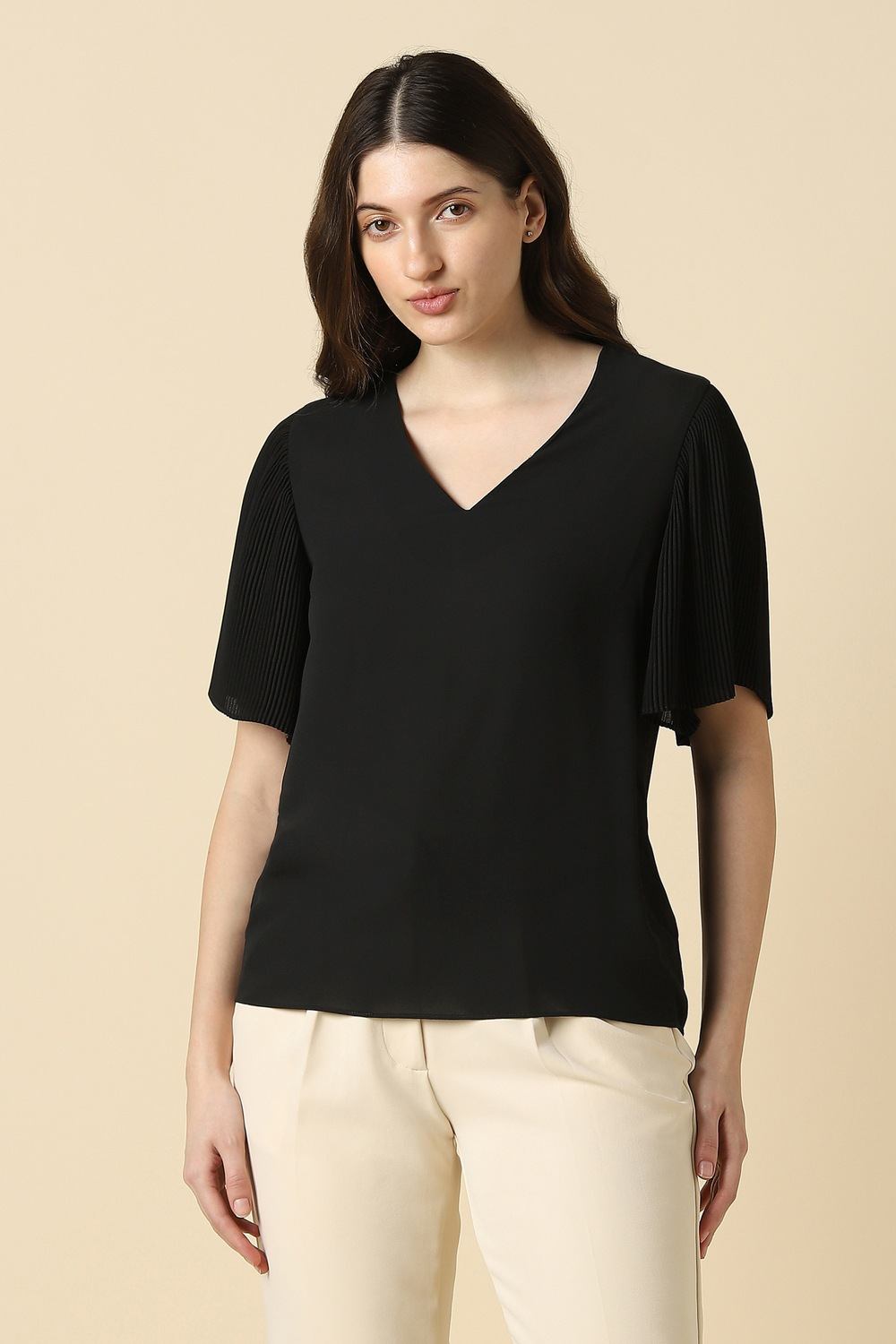 Women Black Solid Formal Top