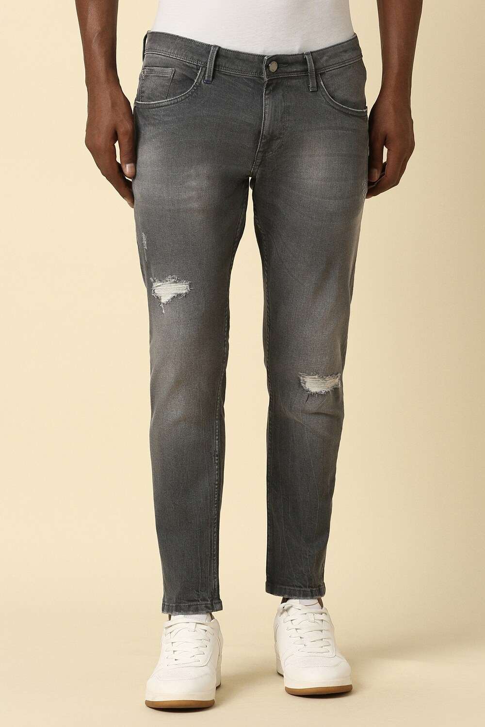Men Grey Slim Fit Dark Wash Jeans