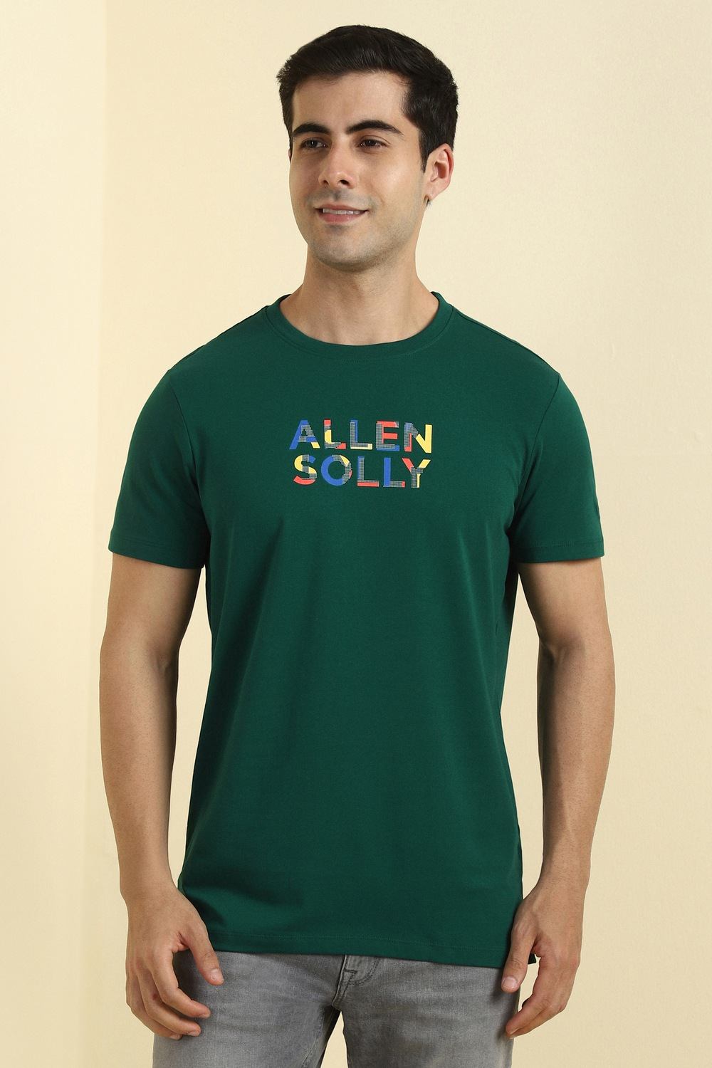 Men Green Graphic Print Crew Neck T-shirt