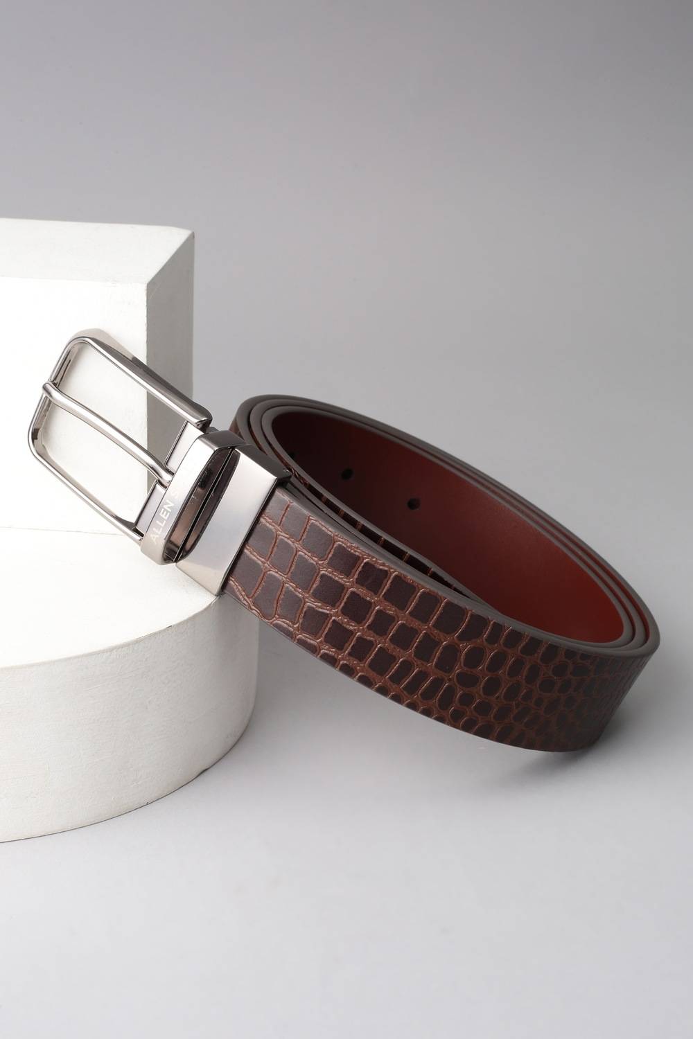 Men Brown Textured Formal Belt