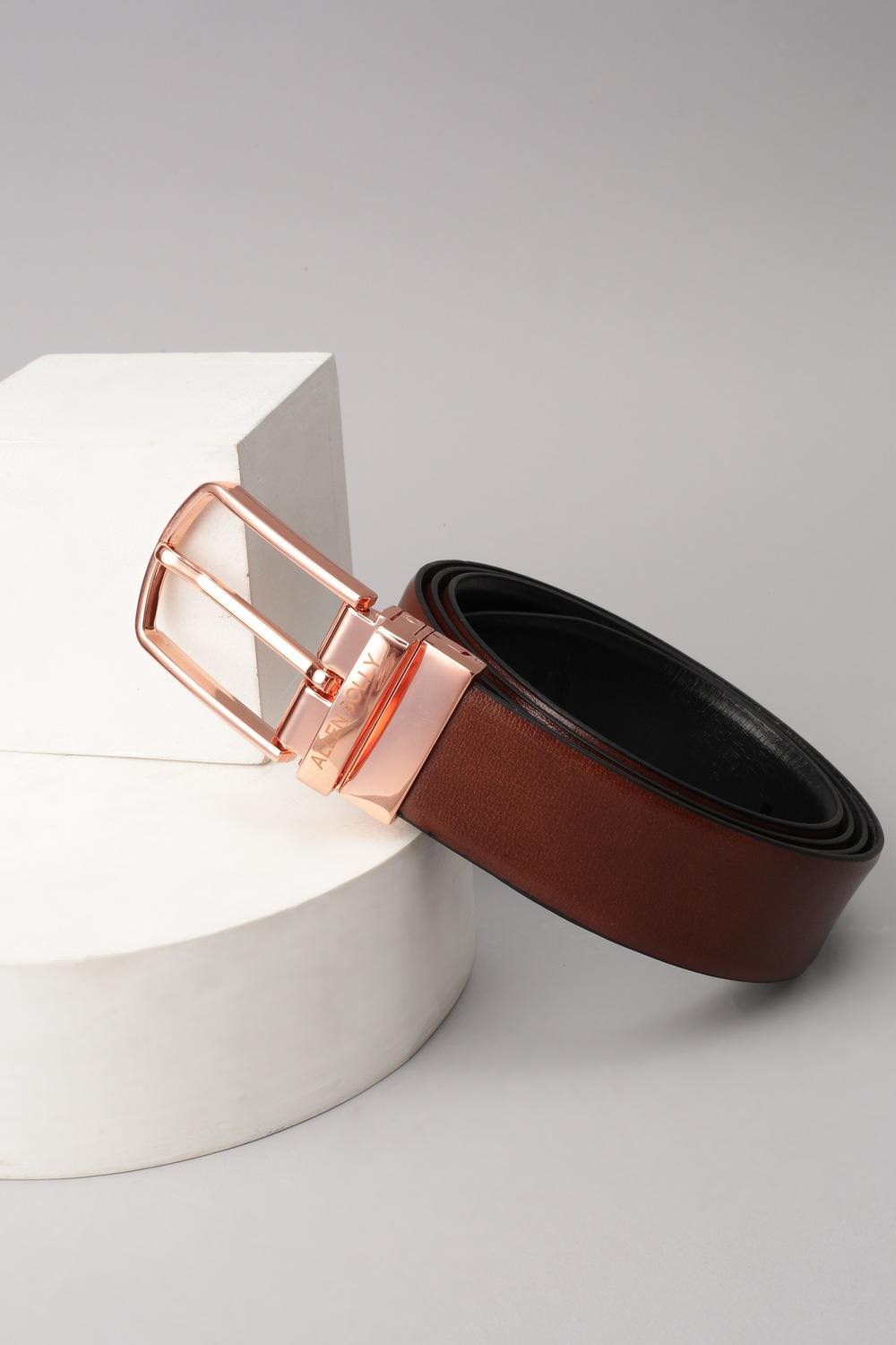 Men Brown Textured Formal Belt