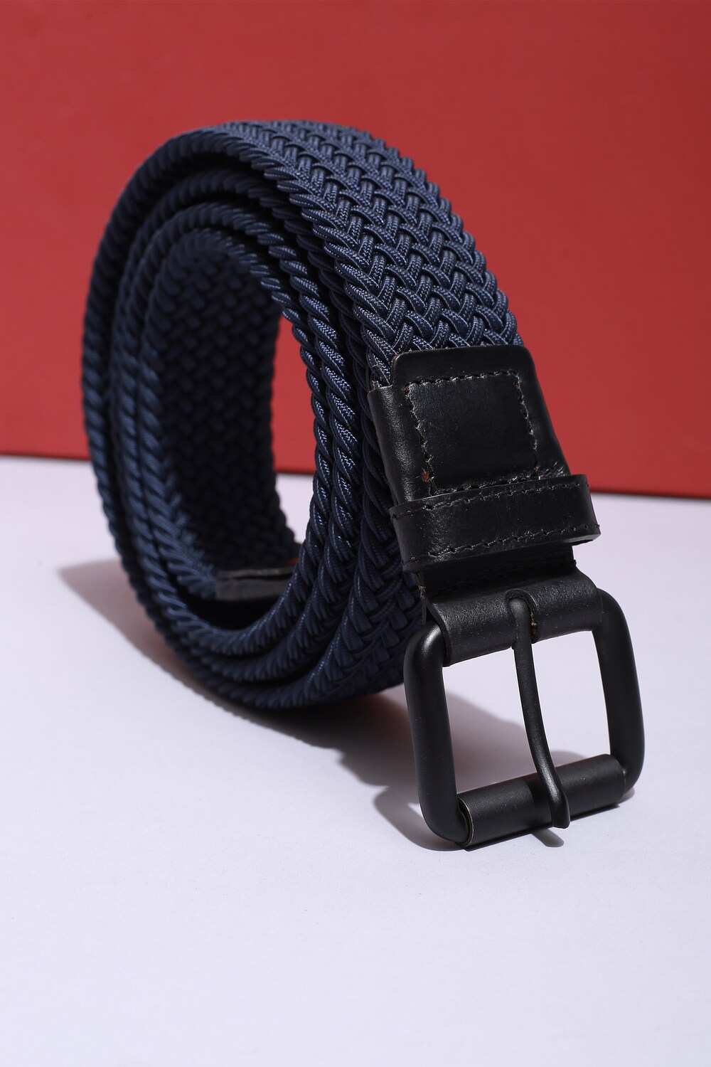 Men Navy Textured Casual Belt