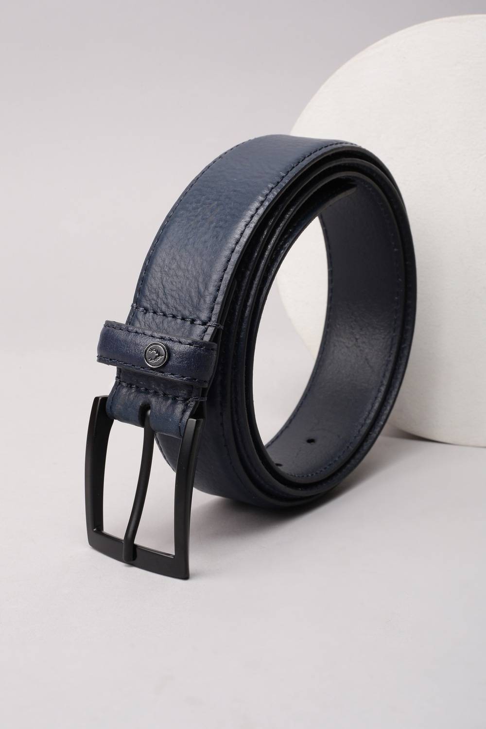 Men Navy Textured Casual Belt
