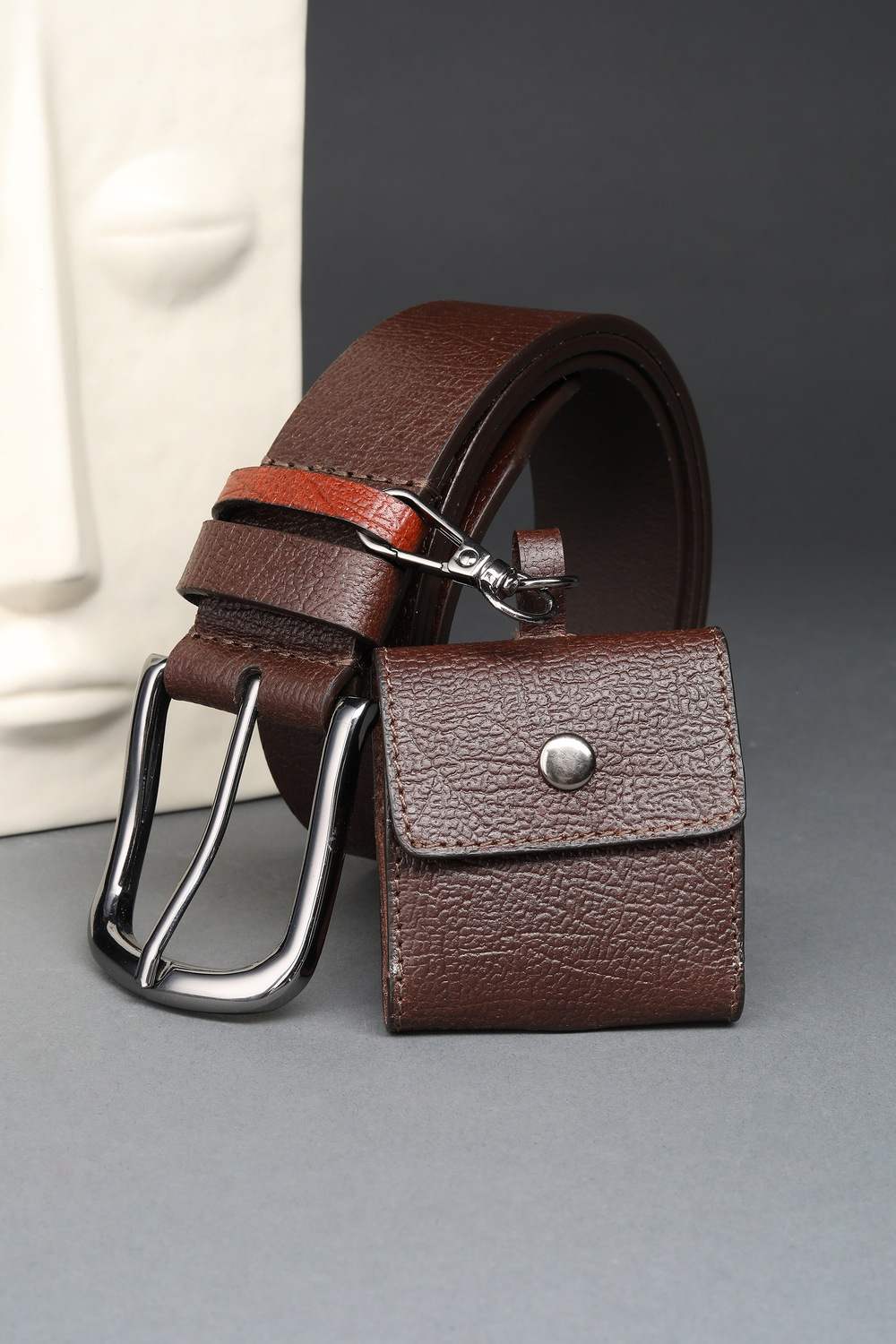 Men Brown Textured Casual Belt