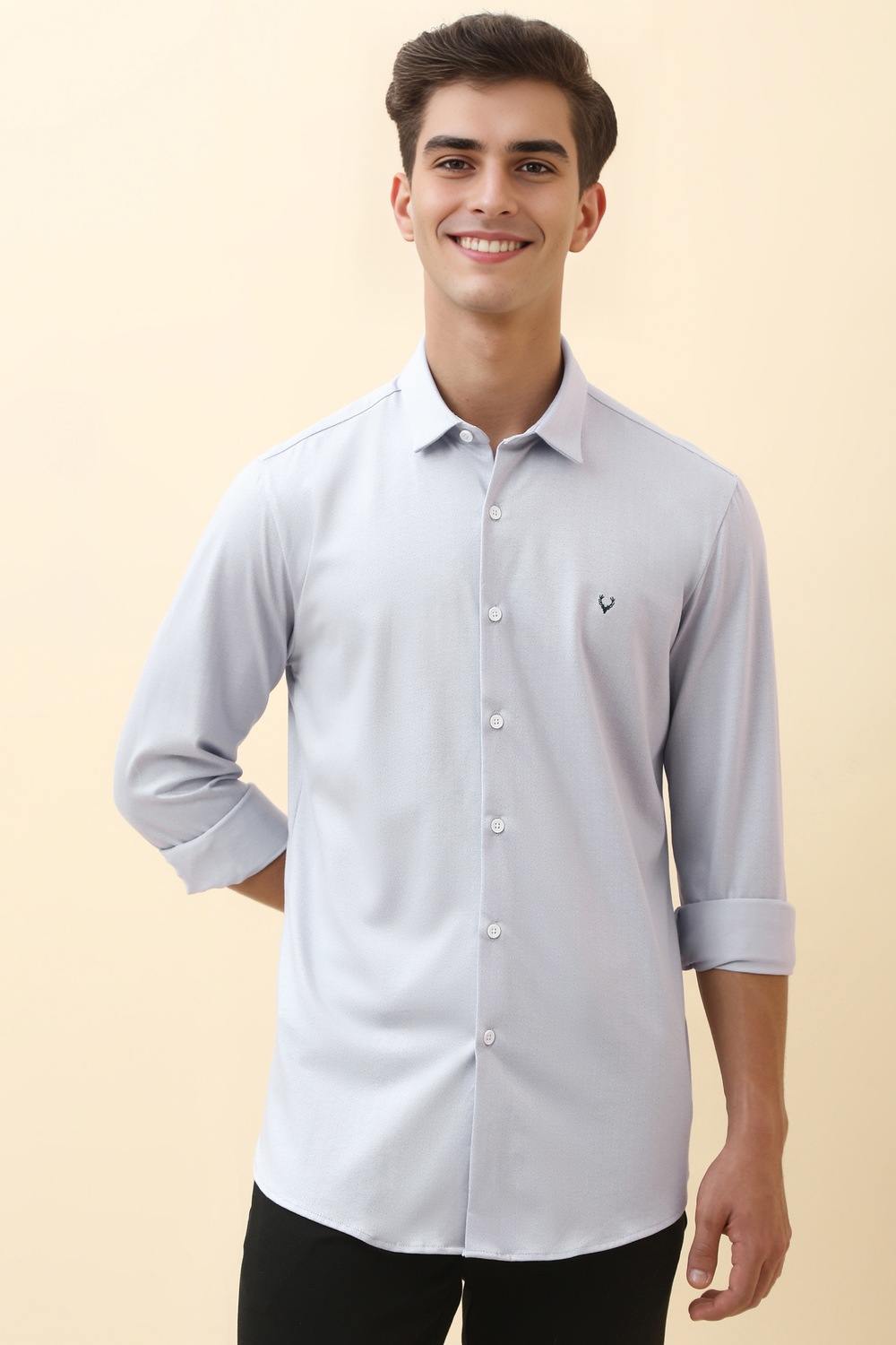 Men Grey Print Full Sleeves Casual Shirt