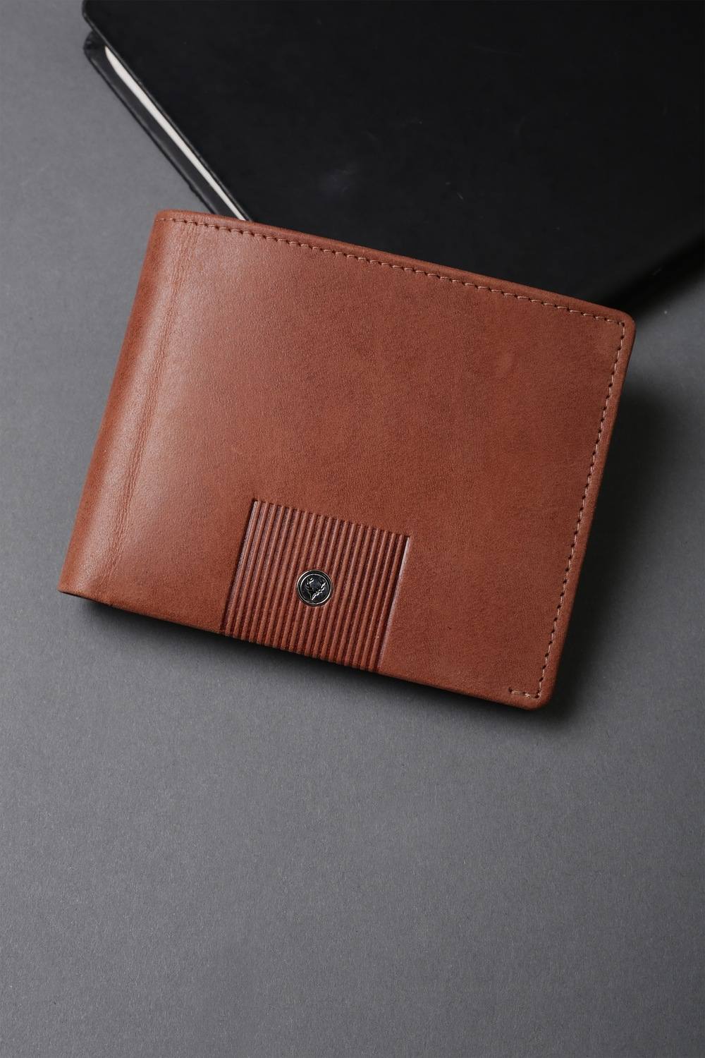 Men Brown Solid Leather Wallet