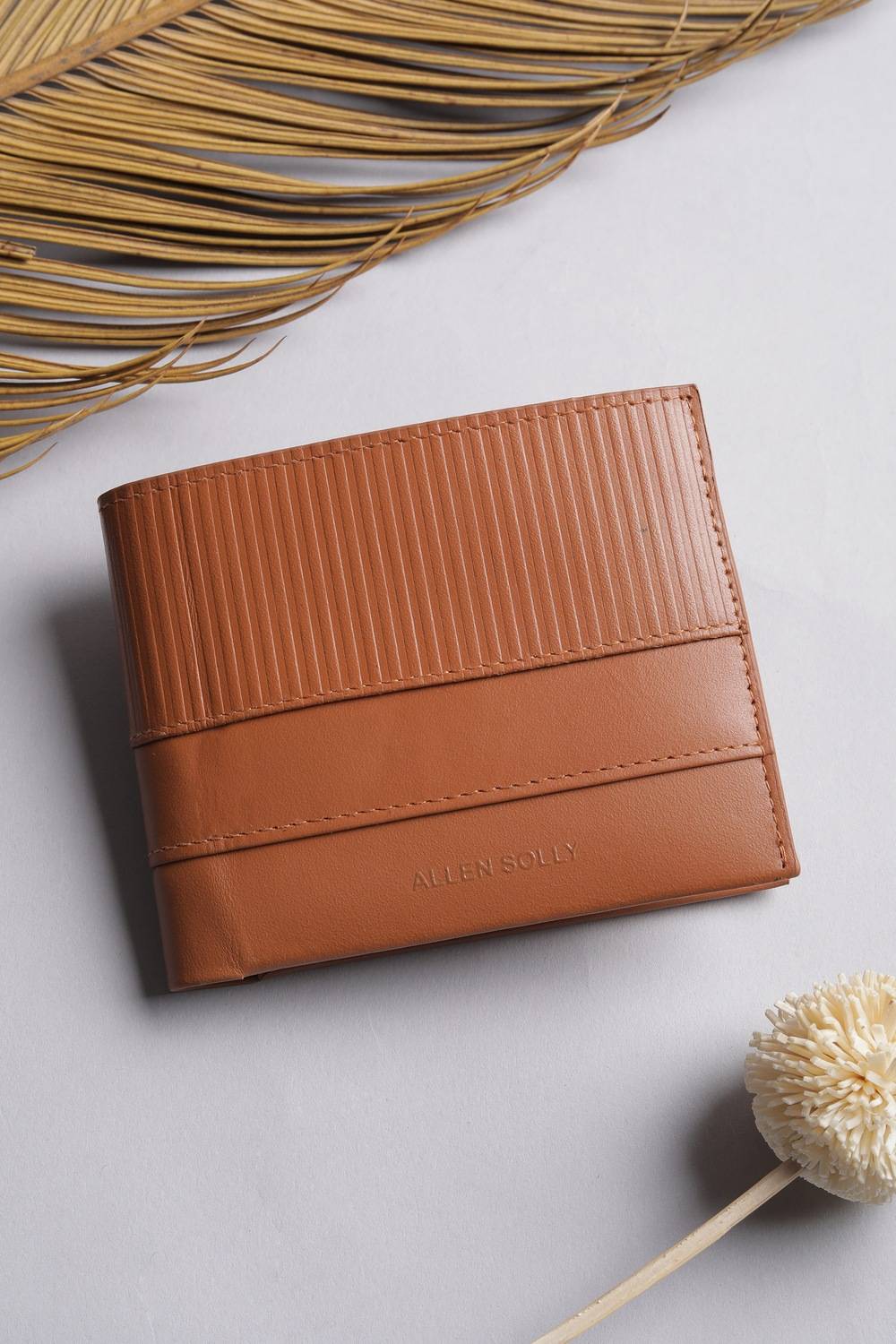 Men Brown Textured Genuine Leather Wallet
