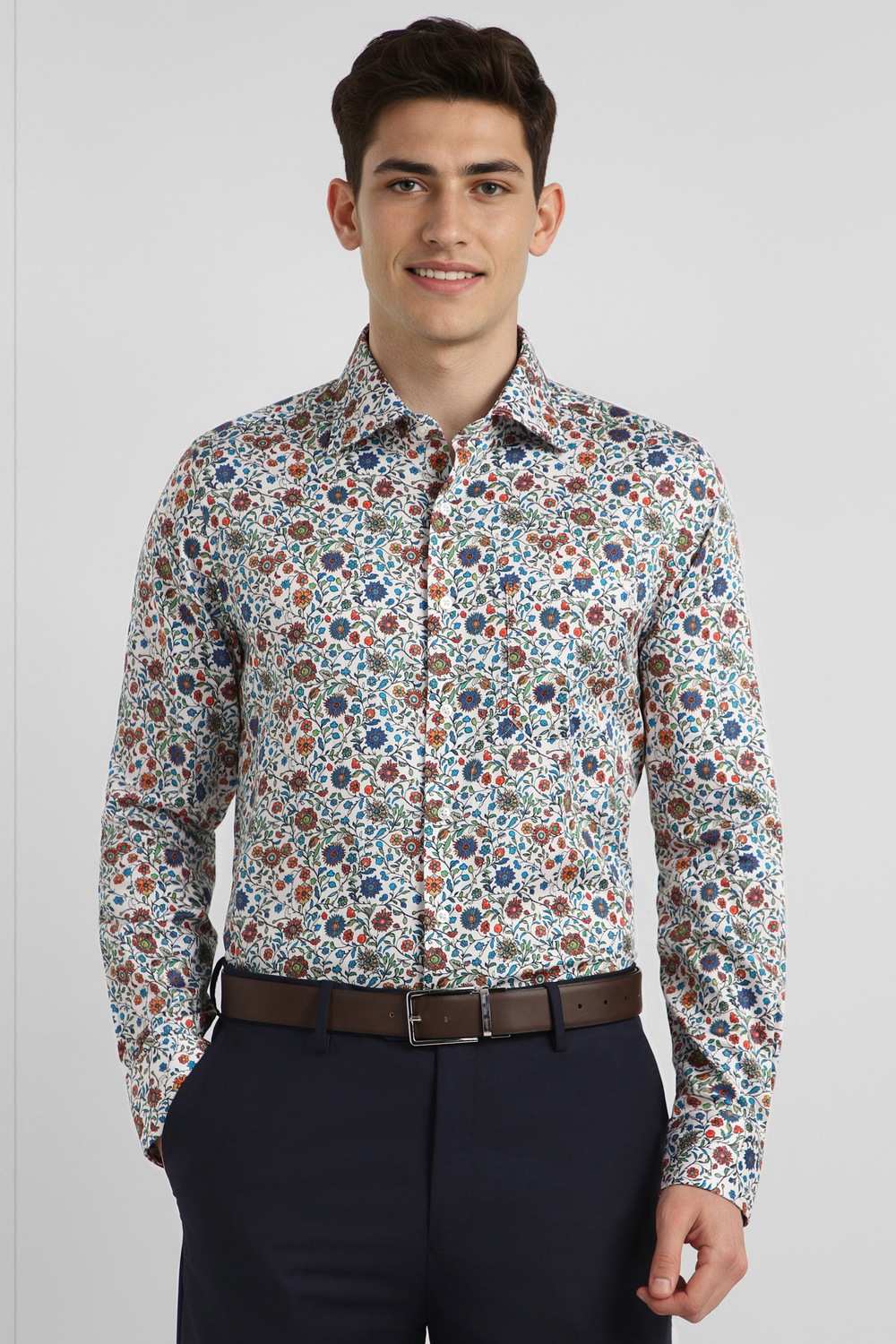 Men Multi-Coloured Regular Fit Printed Full Sleeves Formal Shirt
