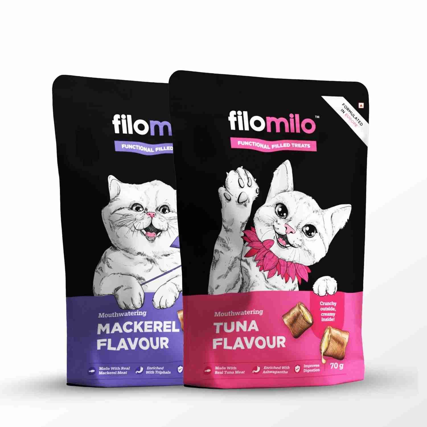 Filomilo Functional Filled Treats for Cats (Mackerel Flavour), 70g