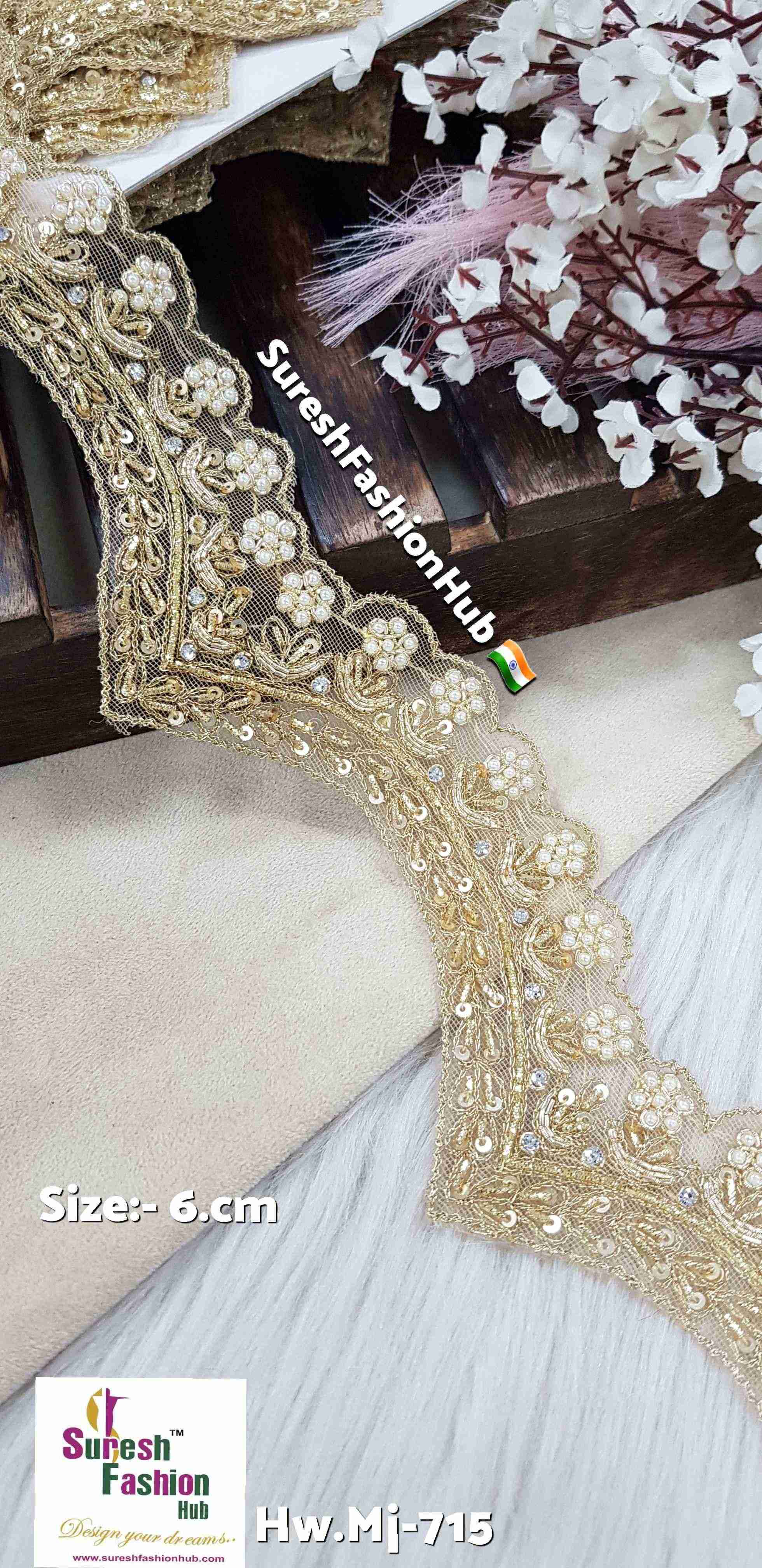 Golden Bloom Scalloped Zardosi Lace