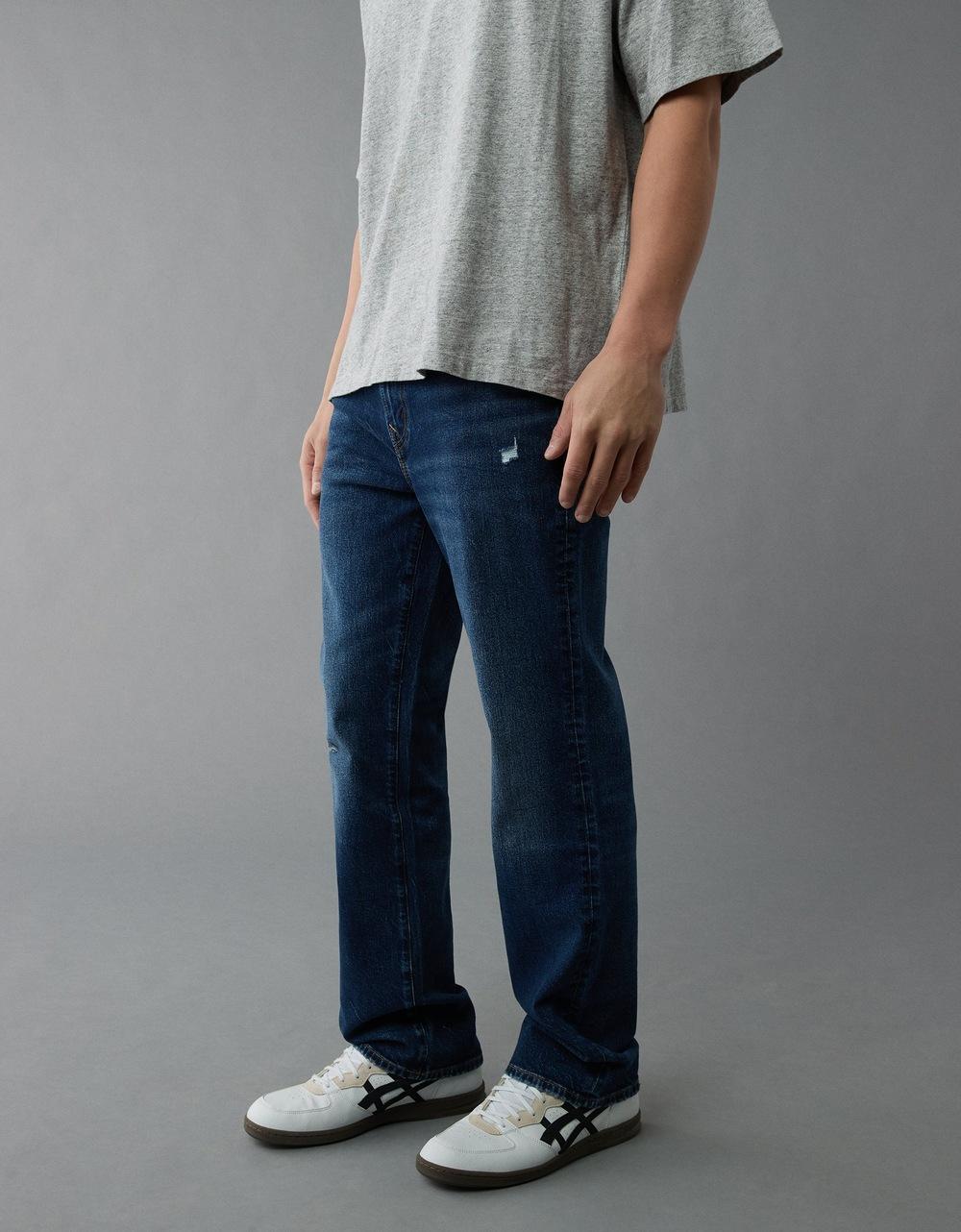 American Eagle Men Blue  EasyFlex +TENCELâ„¢ Fibers Ripped Original Bootcut Jean