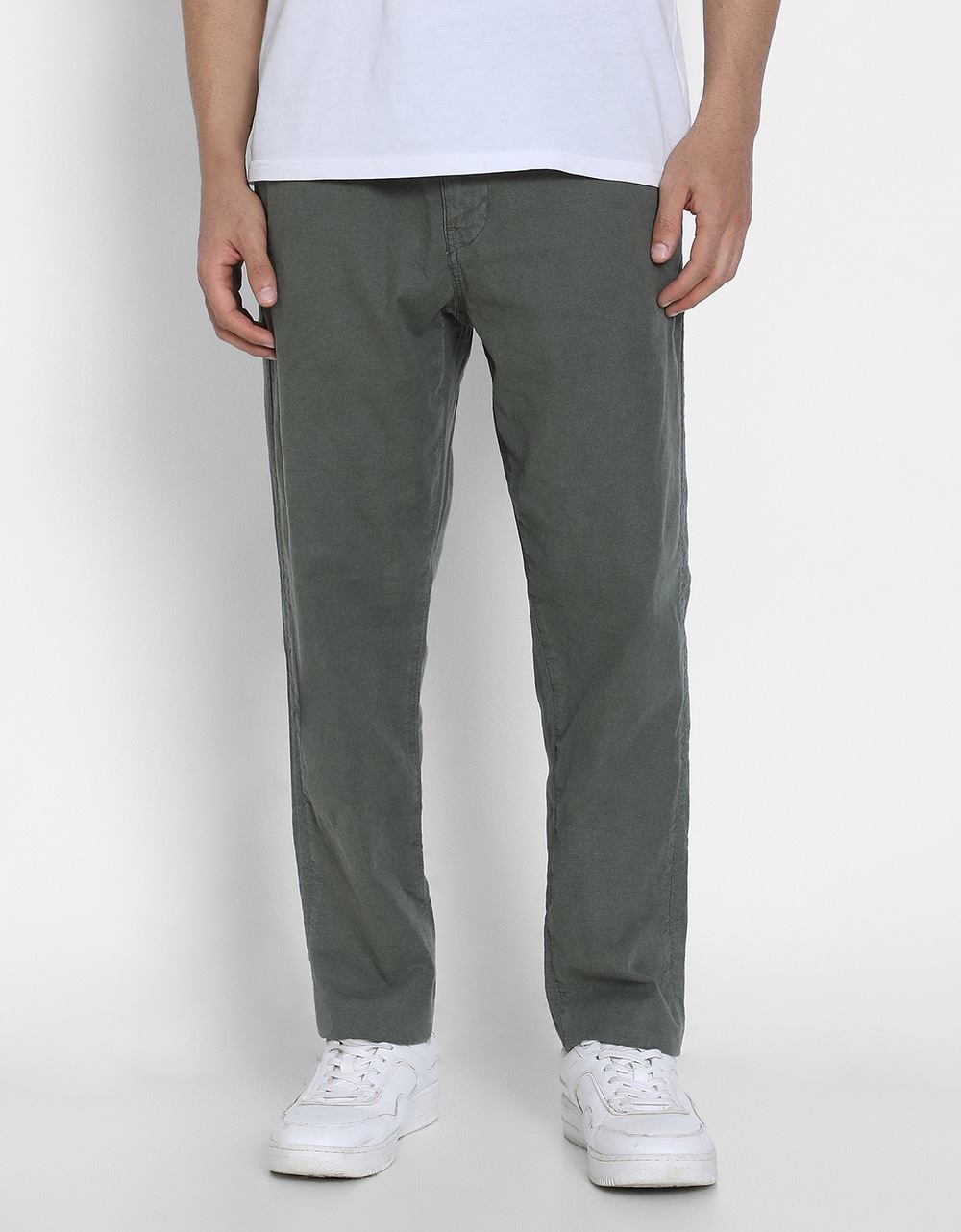 American Eagle Men Green  Flex Linen-Blend Pull-On Athletic Fit Easy Pant