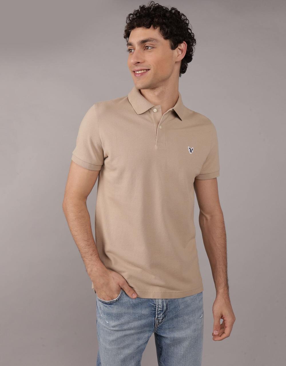American Eagle Men Brown  Slim Fit Flex Pique Polo Shirt