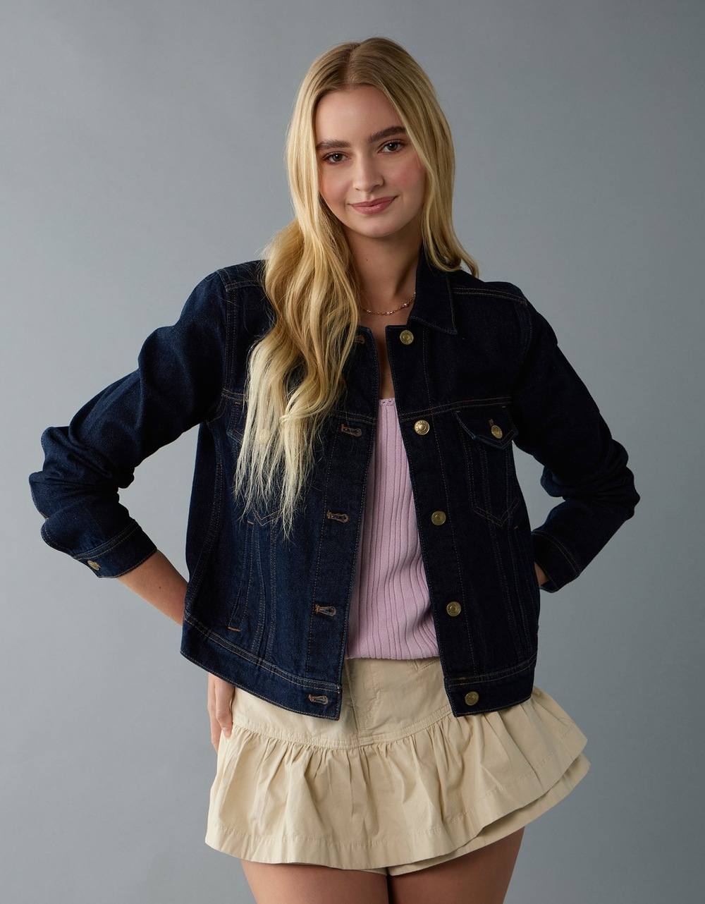 American Eagle Women Blue  Classic Denim Jacket
