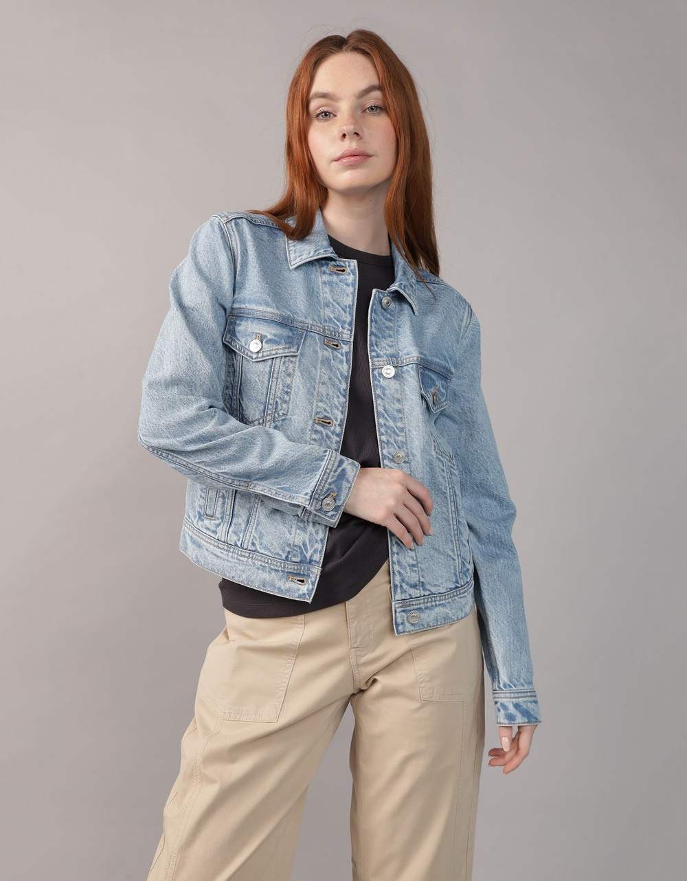 American Eagle Women Blue Classic Denim Jacket