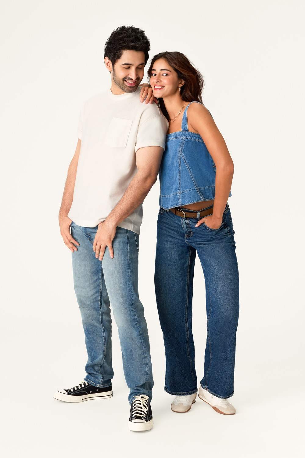 American Eagle Women Square Neck Pieced Denim Tank Top