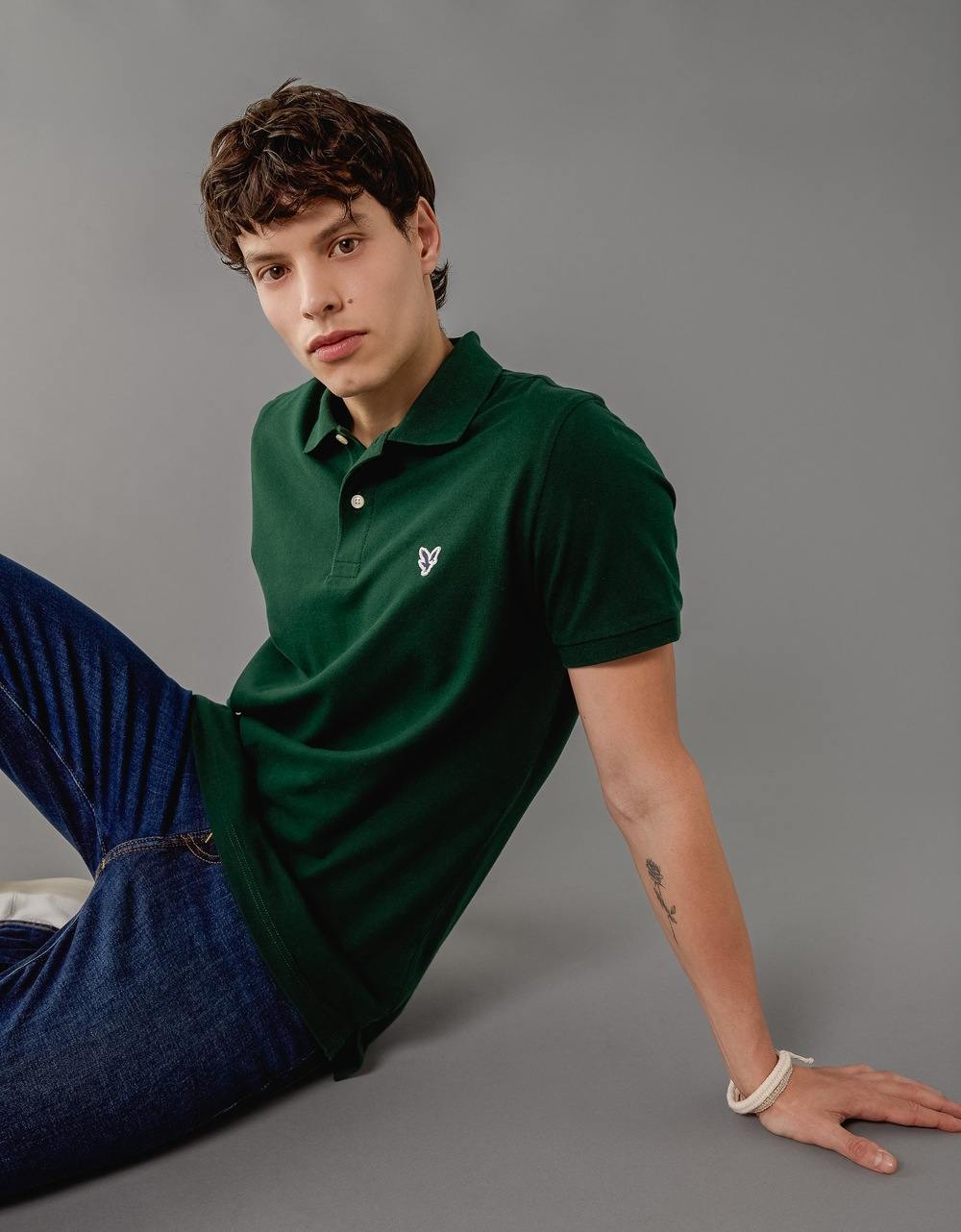 American Eagle Men Island Pine Slim Fit Flex Pique Polo Shirt