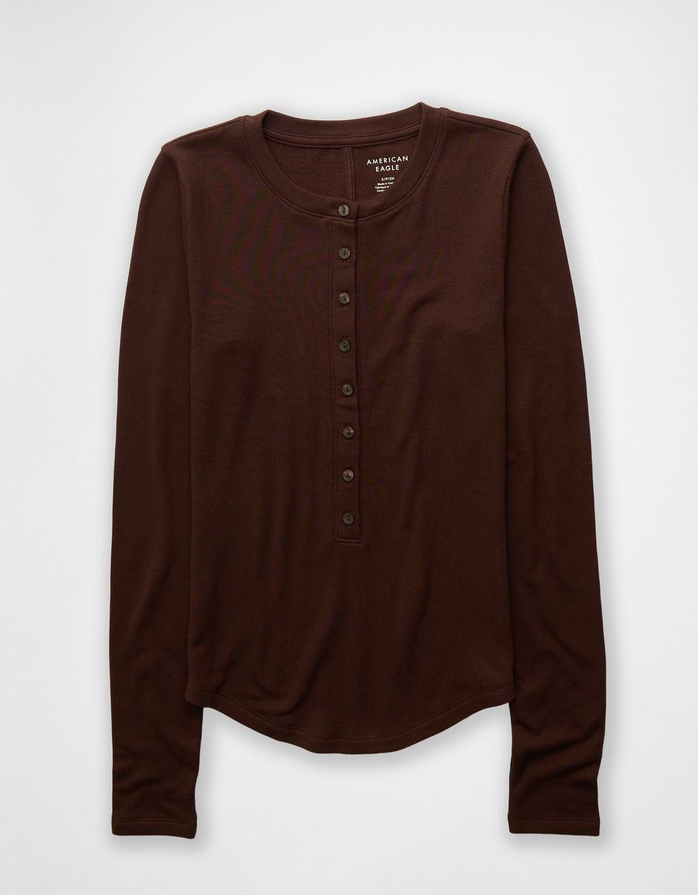 American Eagle Women Dark Brown Long Sleeve T-Shirts