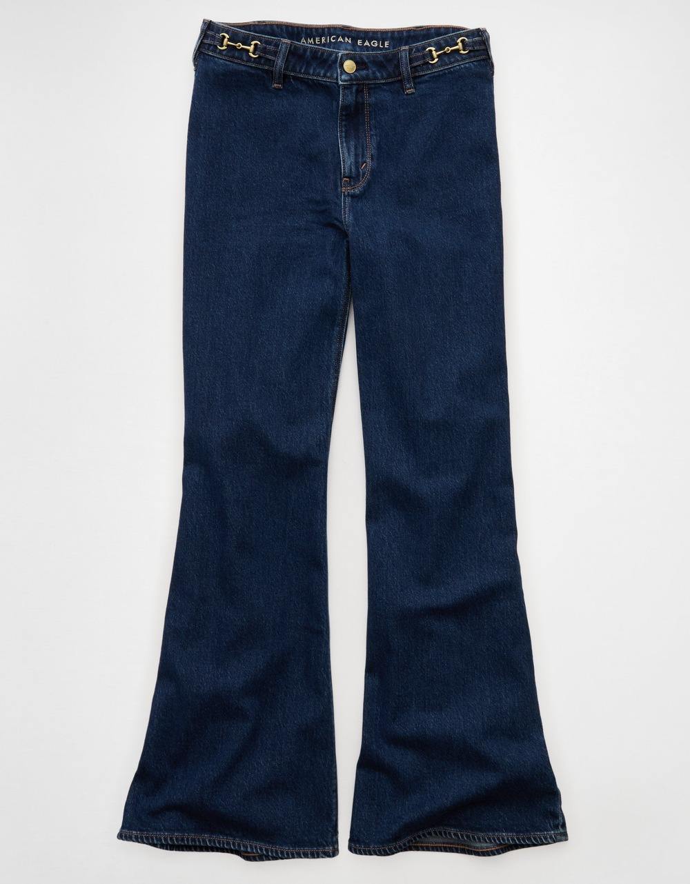 American Eagle Women Dark Rich Indigo Artist Flare Jeans