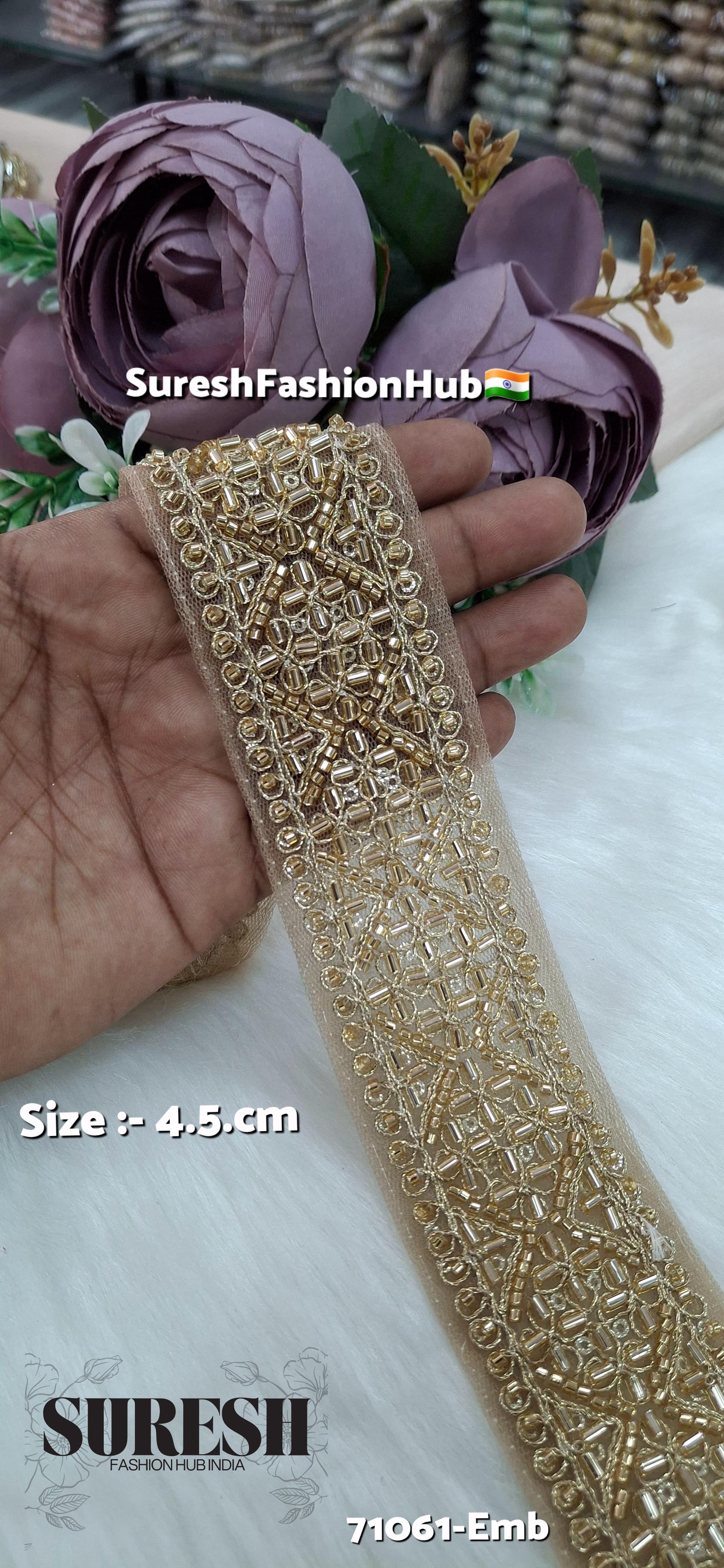 Pearl Floral Embroidery Border Lace