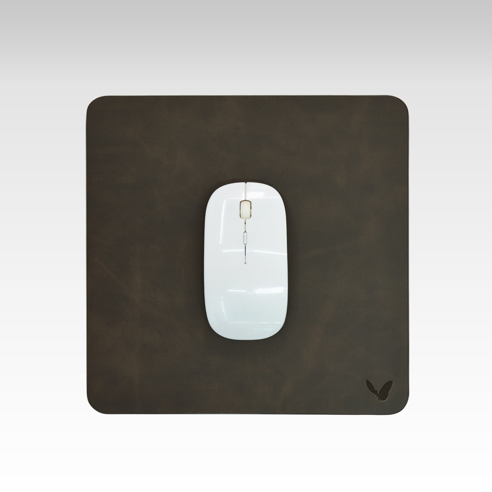 Square Mouse Pad in Faux Leather | Creasing Free | High Precision | Reversible | Flexible | 9×9 Inches | Uniflex | Brown