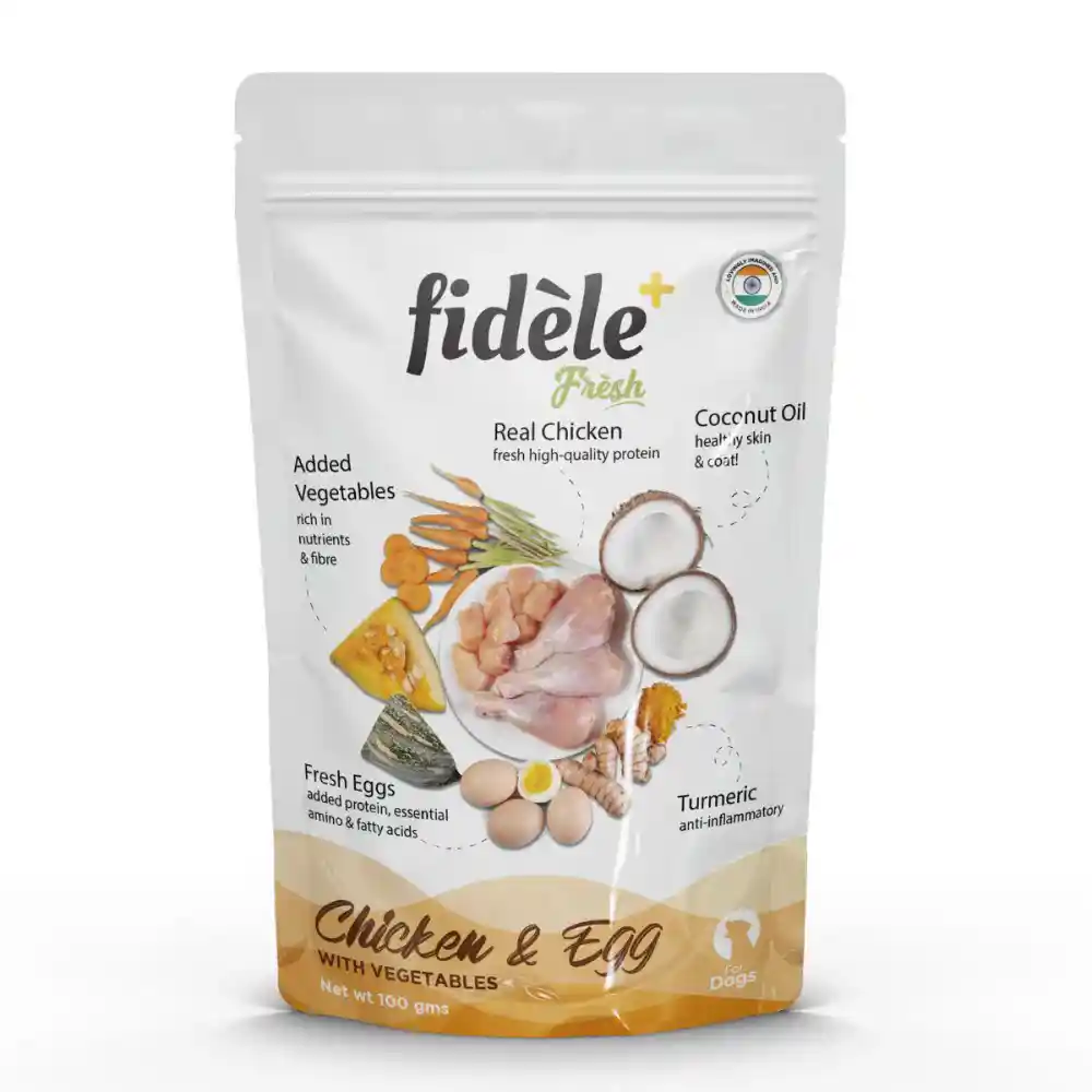 Fidele Fresh Chicken and Egg With Veg Pouch For Dogs 100g