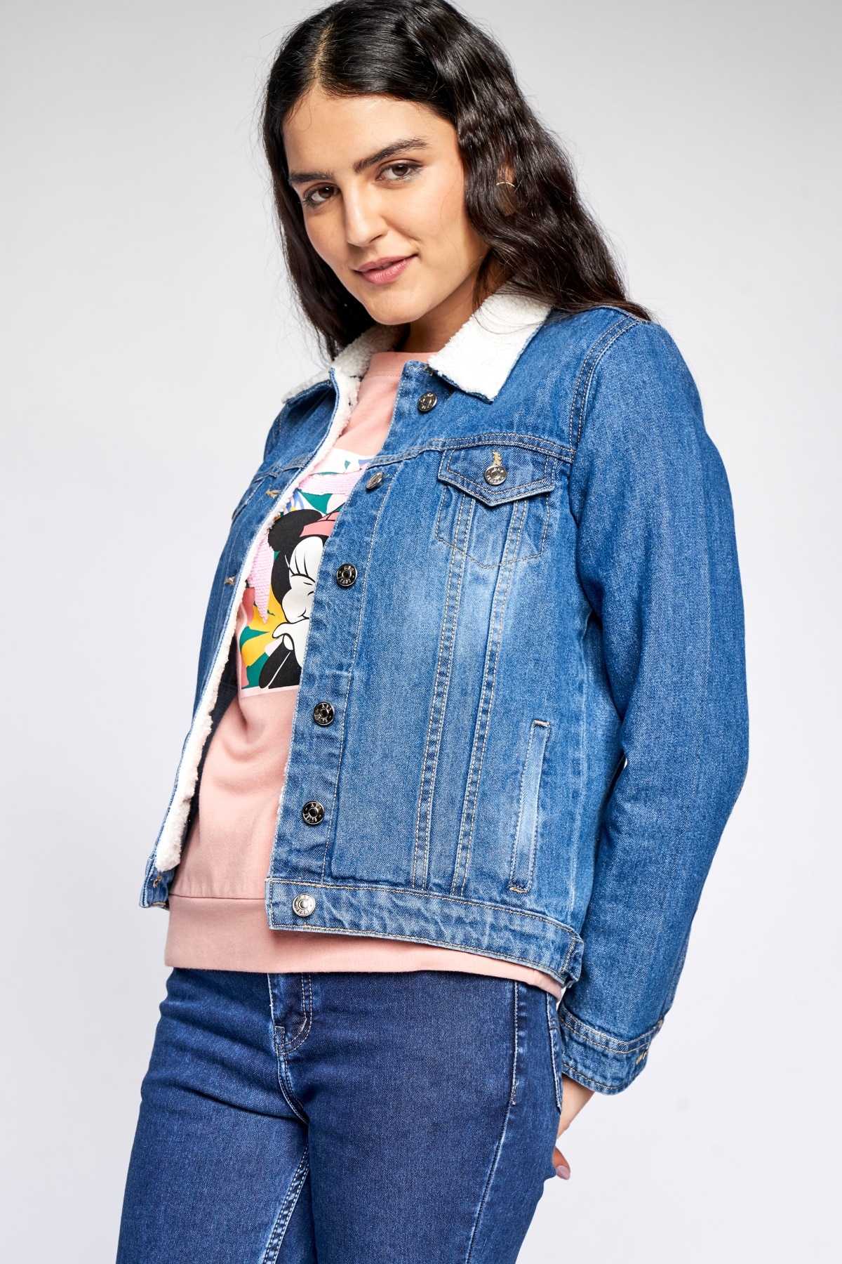 Medium Blue Self Design Straight Jacket